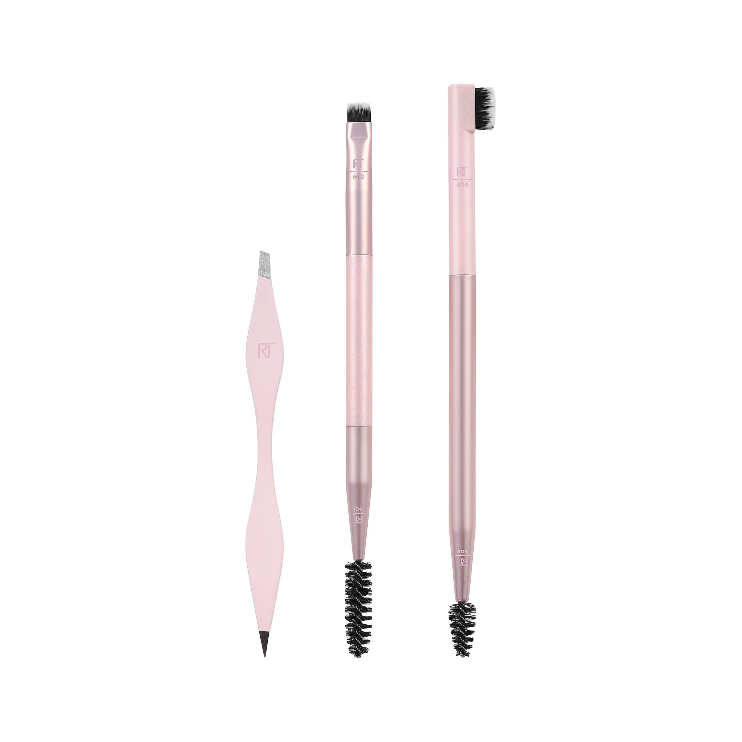 Real Techniques Brow Shaping Set, Spoolie, Tweezers & Brow Brushes, Dual-Ended Tools, For Styling, & Shaping Eyebrows, Get Full, Fluffy Brows, Multiuse Brushes, Cruelty-Free, 3 Piece Set