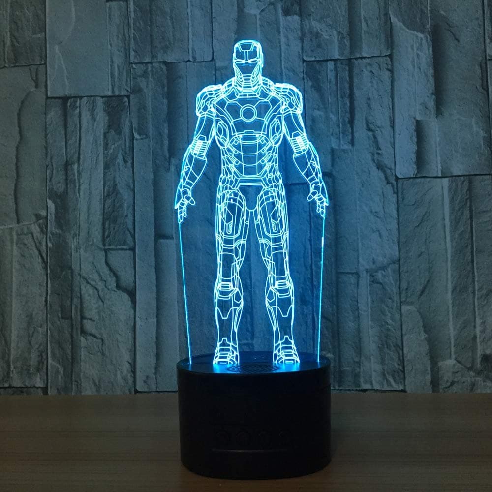 Iron Man Acrylic 3D Night Light Led Stereo Vision 3D Lamp 7 Colors Changing Bedroom Desk Lamp Baby Creative Gifts Table Lamps