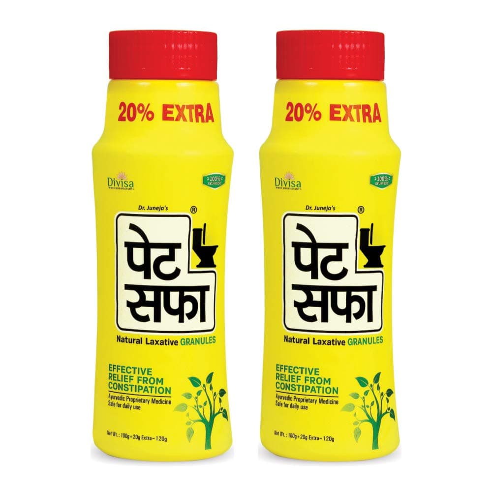 Pet Saffa Granules | Natural Laxative | Constipation Relief | Relief from disgetive problems like Acidity, Gas & Bloating - 120 Gram (Pack Of 2)