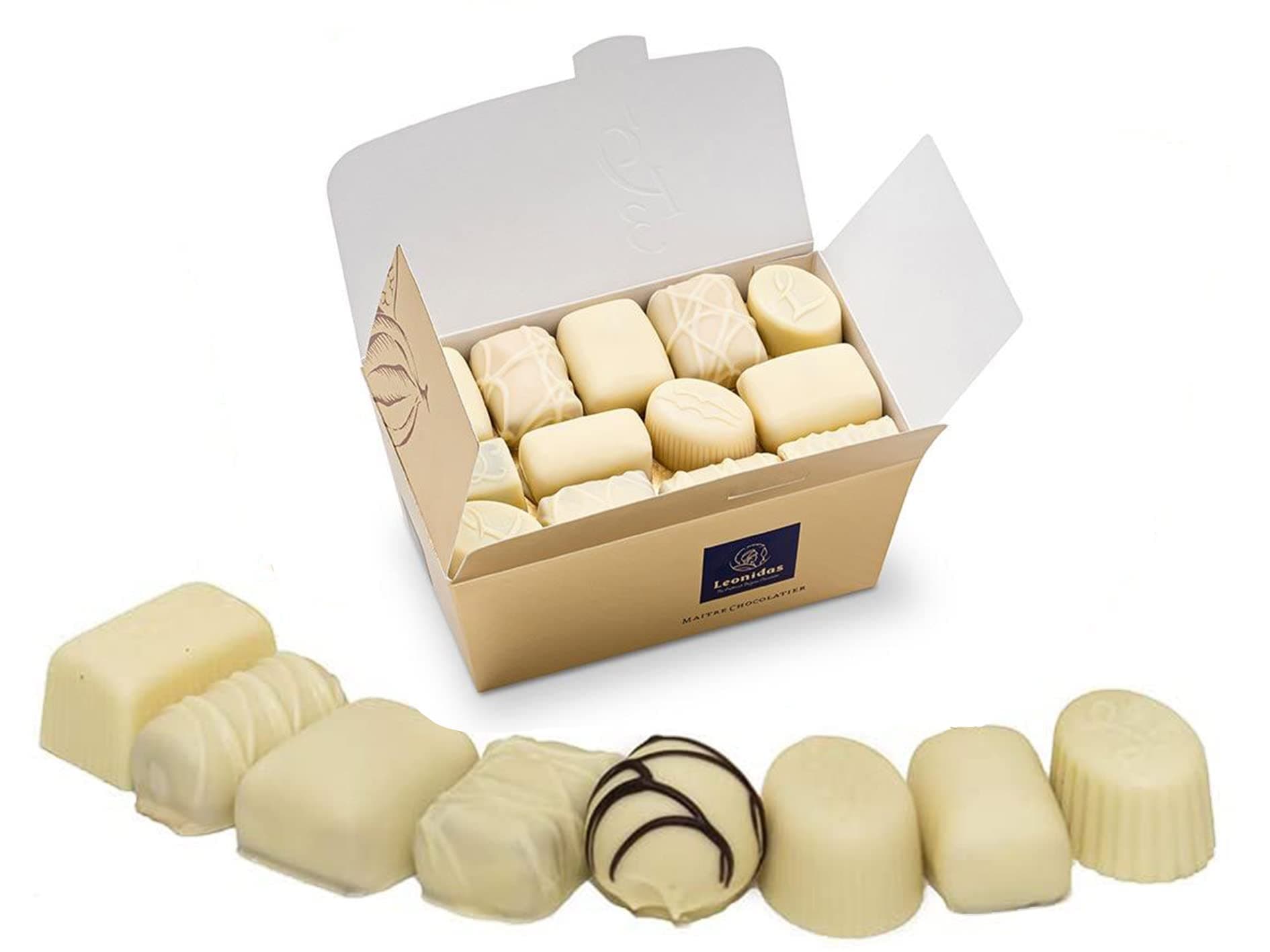 White Assortment Chocolate Gift Ballotin Box: Luxury Belgian Chocolates Assorted Pralines, Truffles, Butter Cream Gift (500g 28 Piece Approx)