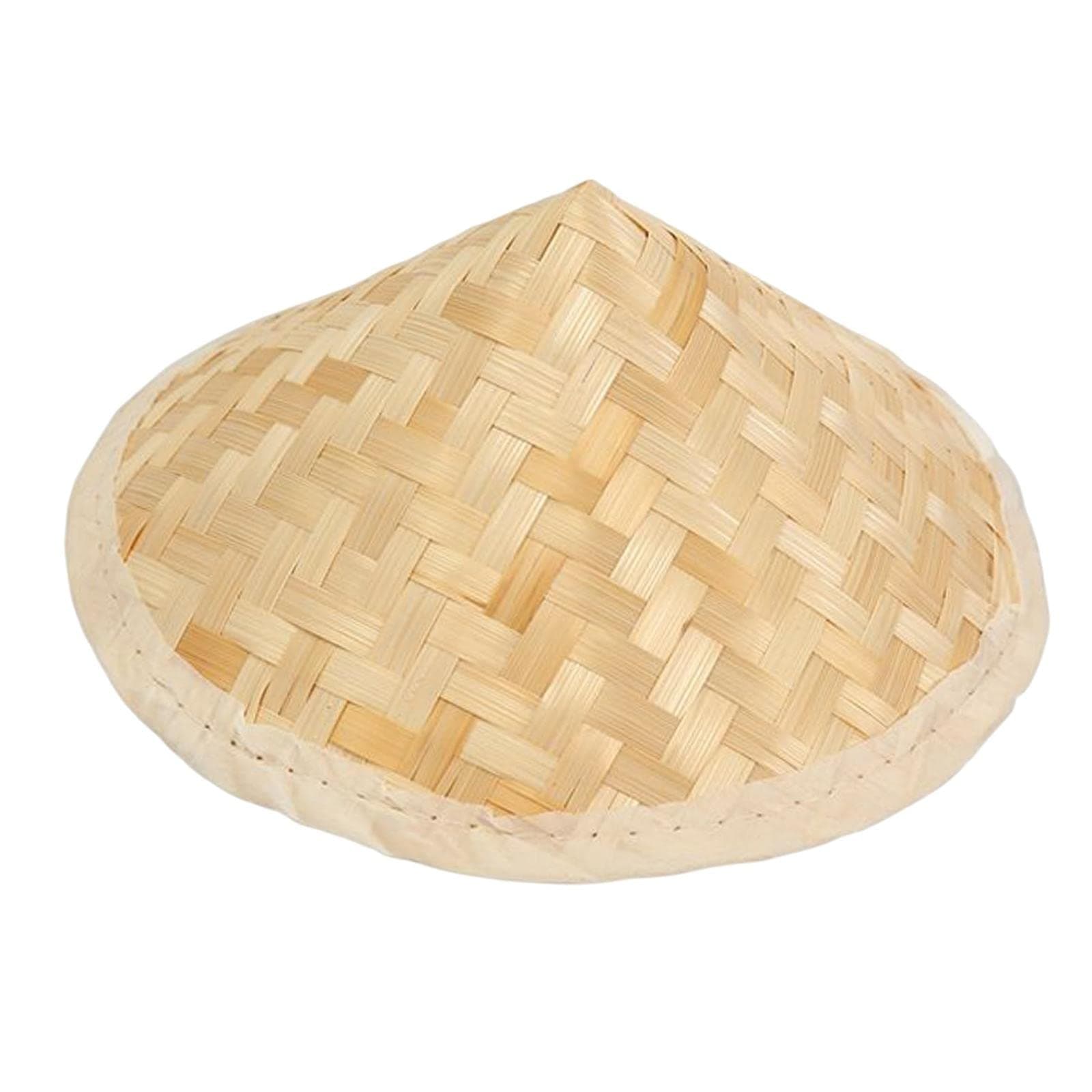 UJEAVETTE Bamboo Braided Hat Weaved Hard Shell Hat Sun Hats Wall Decoration Painting 19cmx12.5cm