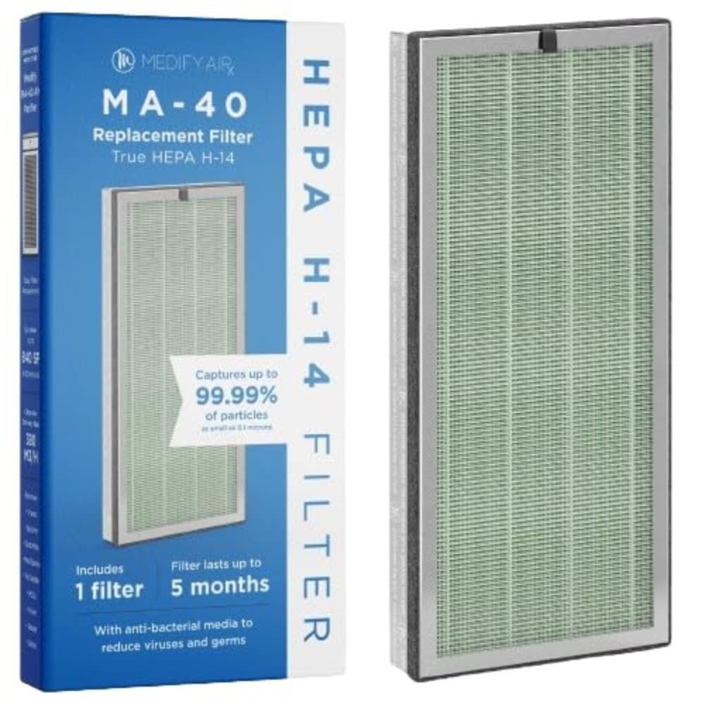 Sponsored Ad - Medify Air MA-40 Genuine Replacement Filter | for Allergens, Wildfire Smoke, Dust, Odors, Pollen, Pet Dander | 3 in 1 with Pre-filter, H14 HEPA, and Activated Carbon | Removal to 0.1 Microns | 1-Pack
