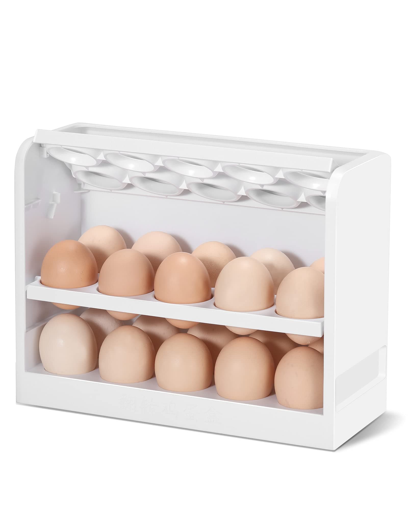 Egg Holder for Refrigerator,AYOTEE Egg Carrier Fit for Most Refrigerator Egg Storage Container Egg Organizer for Refrigerator Door 30 Eggs Space Saver (WHITE)