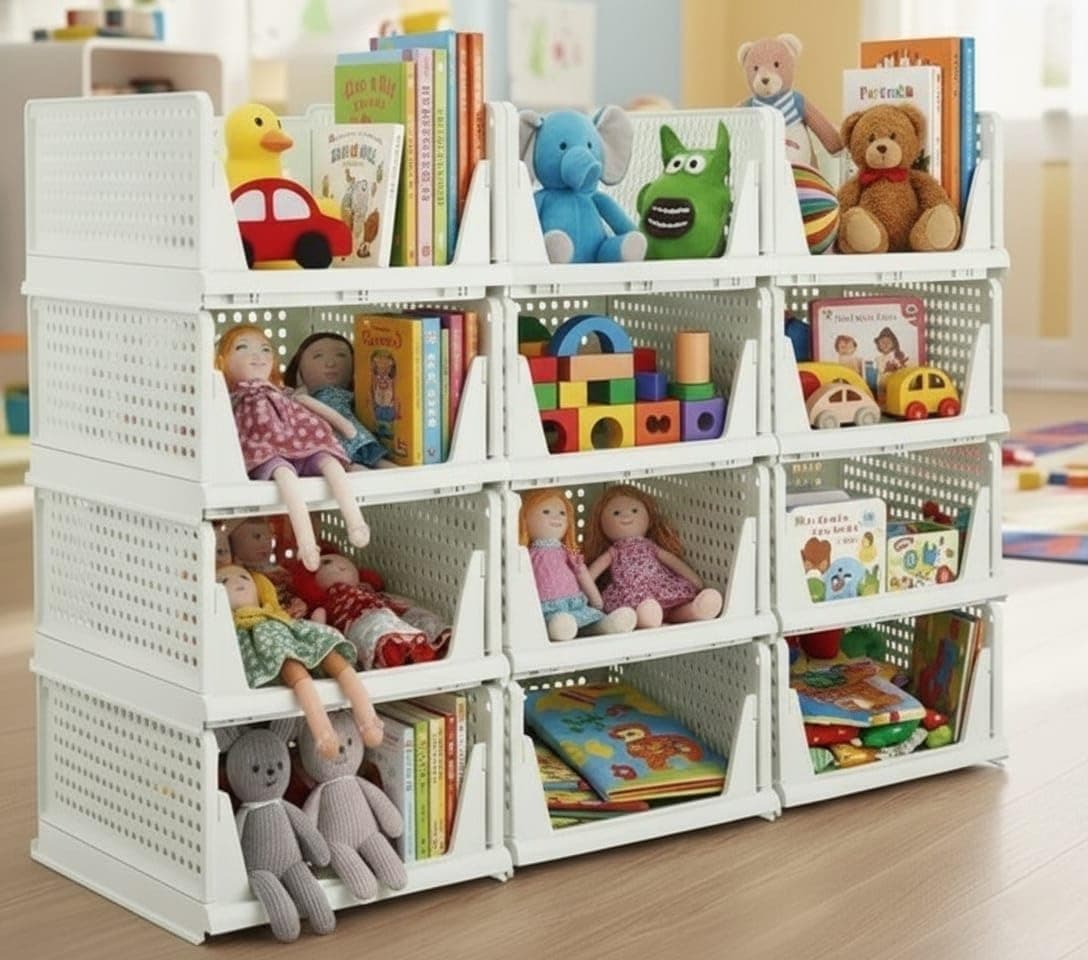 MECHDEL | Wardrobe Organizer For Clothes | Cupboard Organizer | Foldable Shirt Stacker Box | Cloth Box for Almirah | Closet Storage Basket |Plastic Stackable Closet Organizer