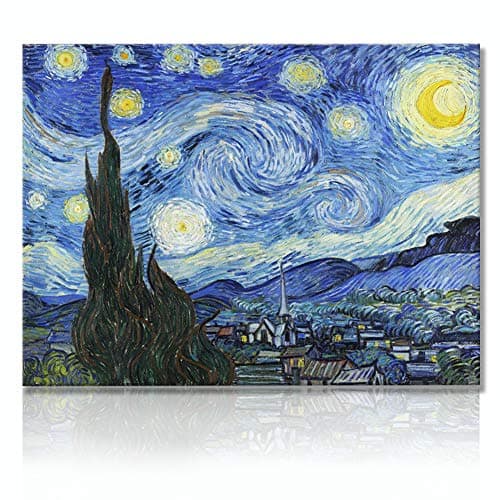 Starry Night Canvas Prints No Frame Wall Artwork-Van Gogh Famous Star Oil Painting Giclee Modern Wall Art Poster for Home Living Dining Room Office Decoration Vintage Wall Picture Picabala-16×12"