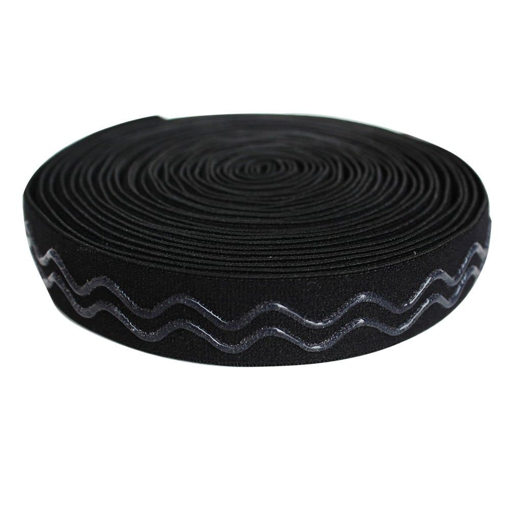 20 mm Zig zag Wave Silicone Coated Rubber RIC rac Elastic lace Ribbon for Garment - 5 Yards per roll (20mm)