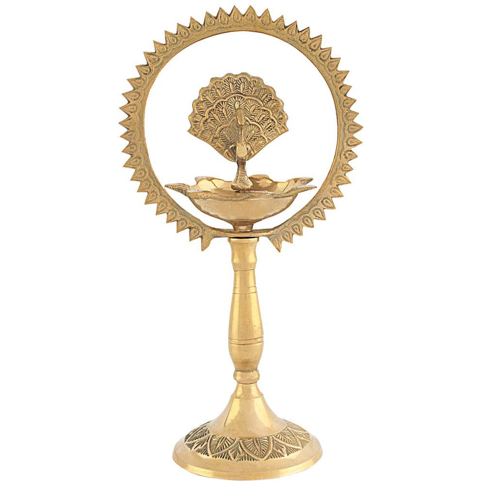 Wens Brass Mor Deepak (Brass, 11 cm X 8 cm X 19 cm, Golden)