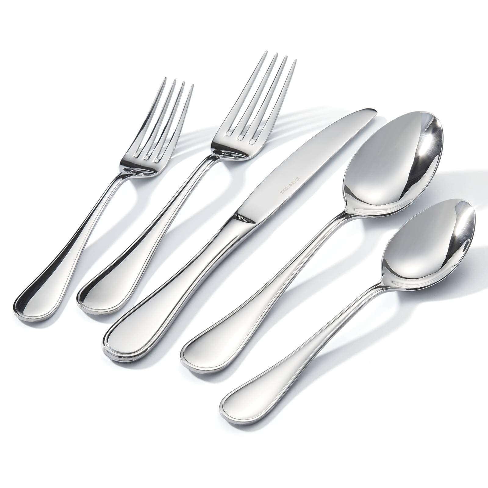 KINGSTONE 60 Piece Teardrop Silverware Set for 12, 18/10 Stainless Steel Flatware Set, Modern Design Cutlery Set for Home/Hotel/Wedding,Mirror Polished and Dishwasher Safe