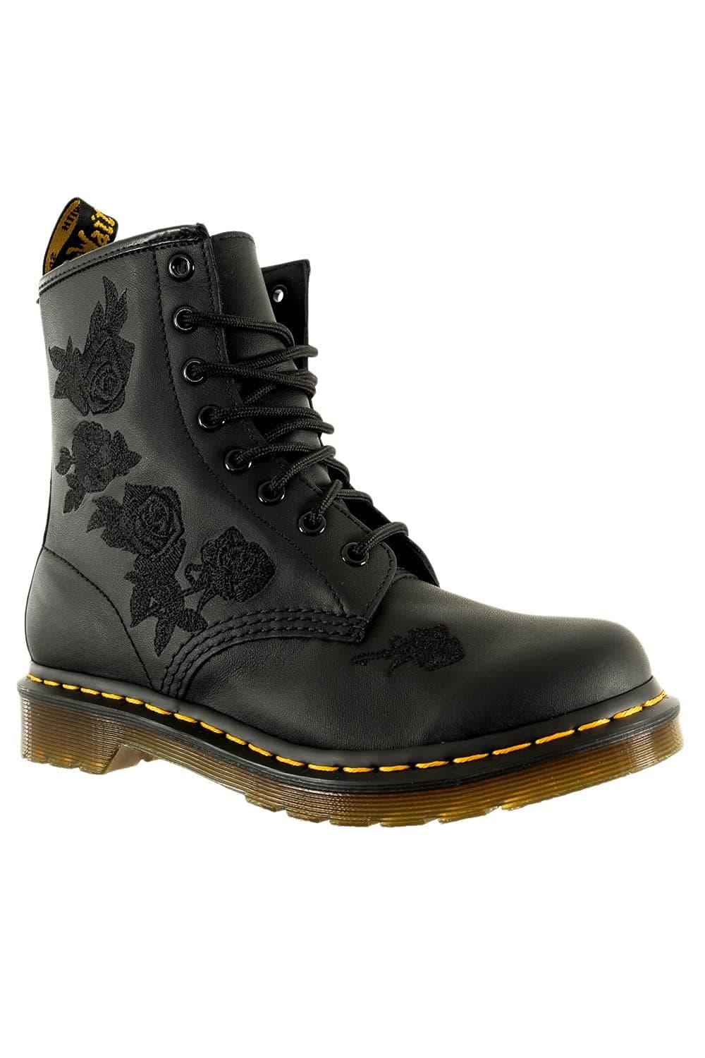 Dr. Martens Women's 8 Eye BootCombat Boot, Black Softy T, 8