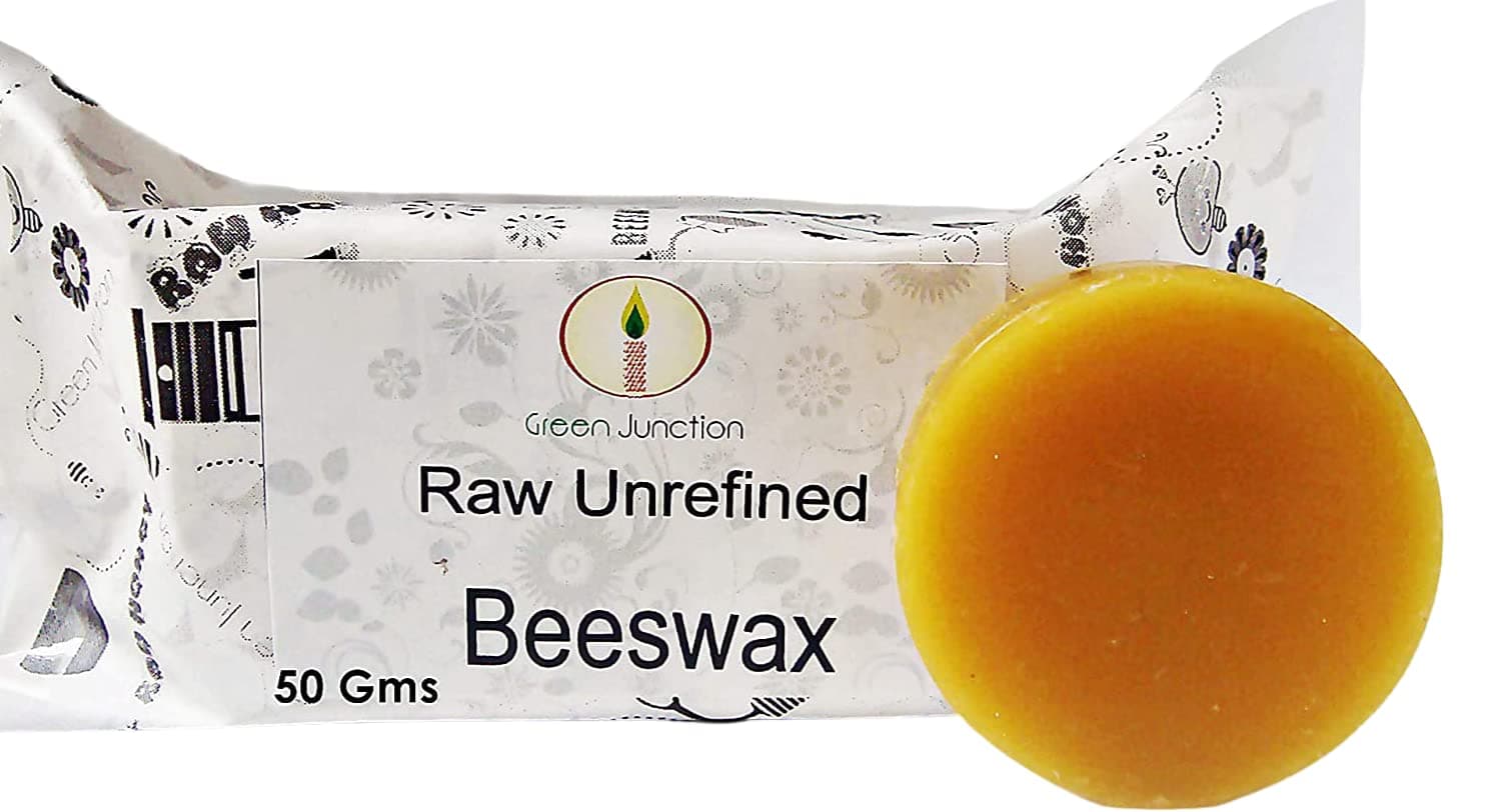 Green Junction Premium Quality Raw Unrefined Beeswax Gms Pack Disc Shaped, yellow, Honey, 50 gram