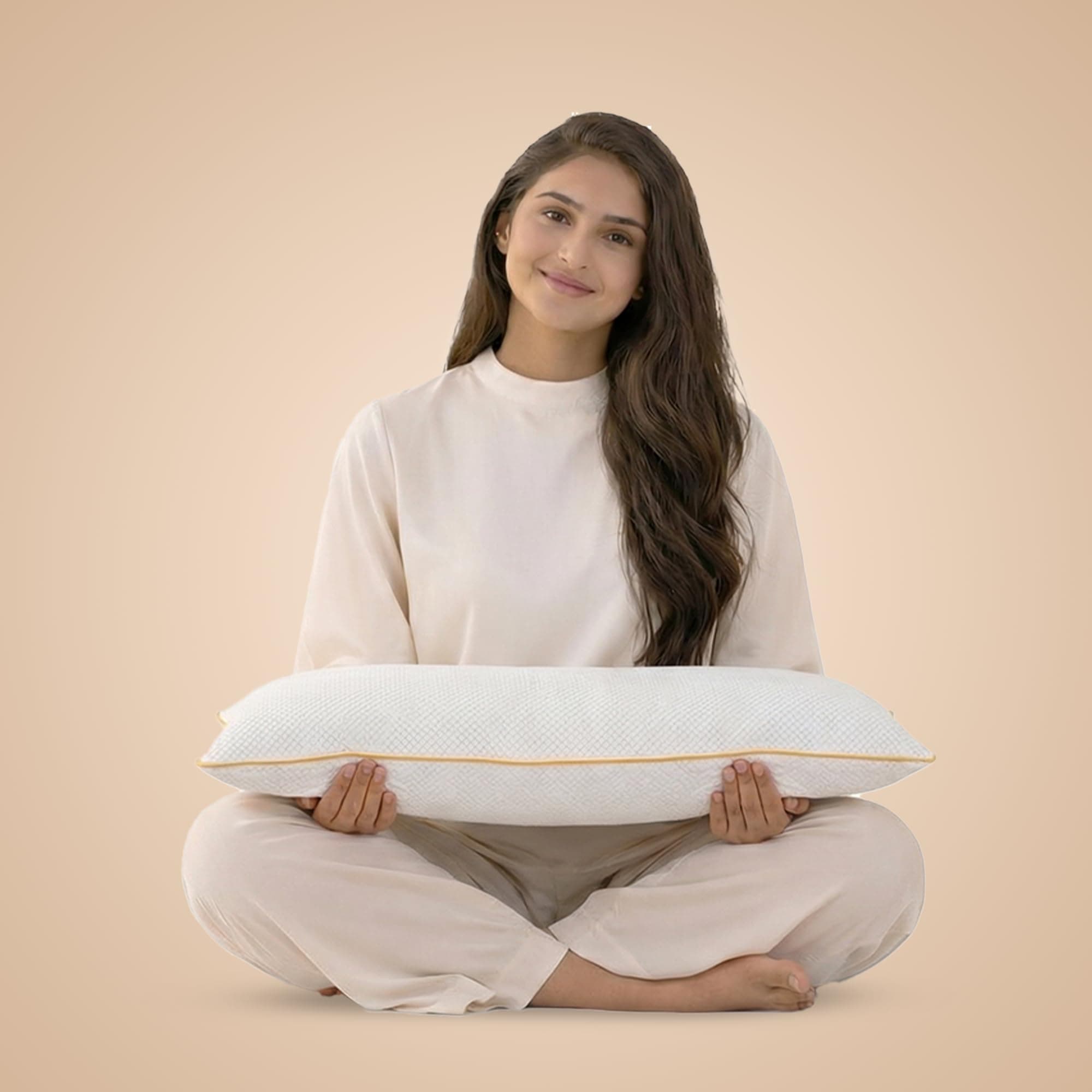 SleepyCat CoolTEC™ Memory Foam Pillow | Full Size Ortho Support Pillow | No Sagging, Breaking or Flattening | Up to 4° Cooler | Perforated Memory Foam for Airflow | White, Set of 1 (25 x 16 Inches)