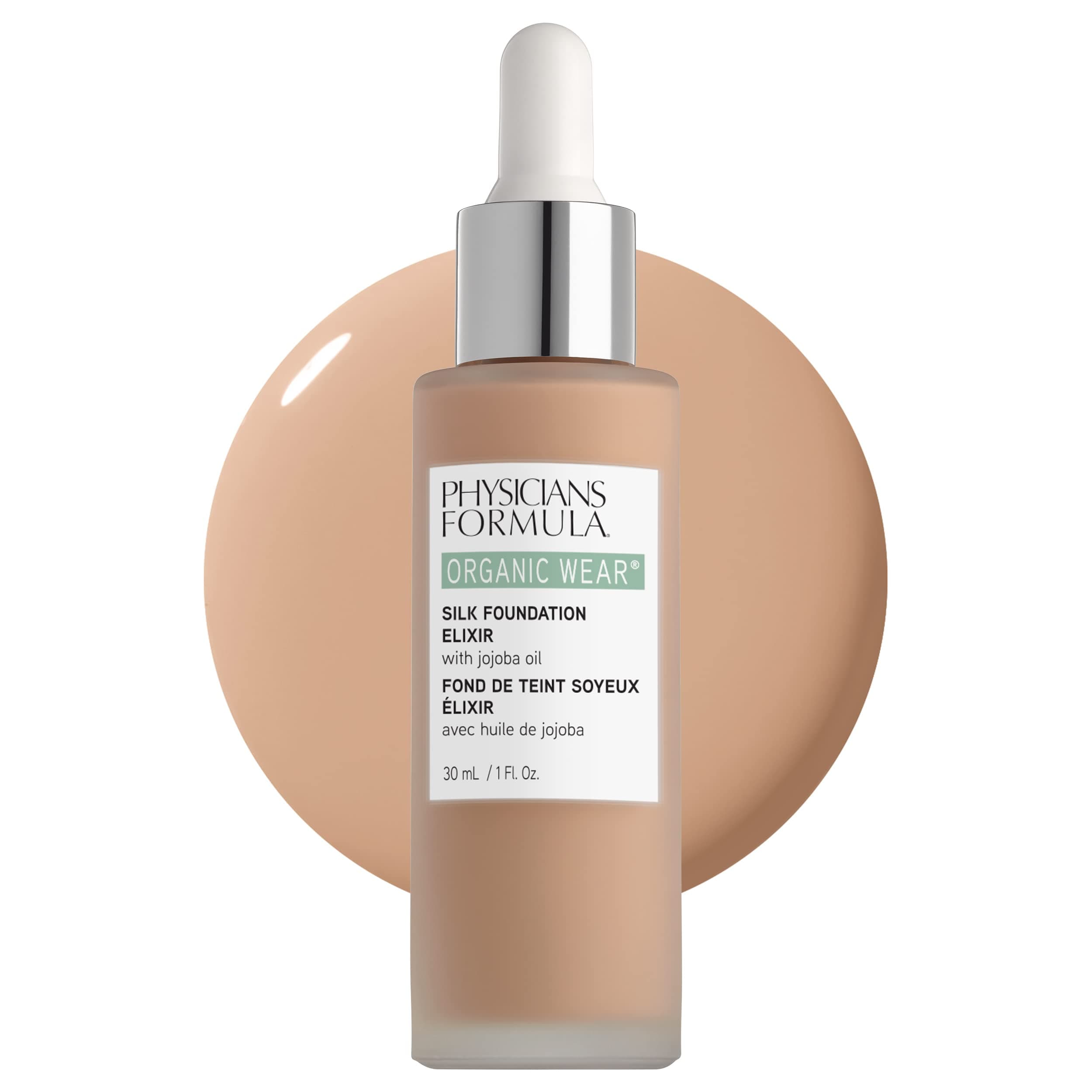 Organic Wear All Natural Liquid Foundation Elixir Light, Full Coverage | Dermatologist Tested, Clinicially Tested
