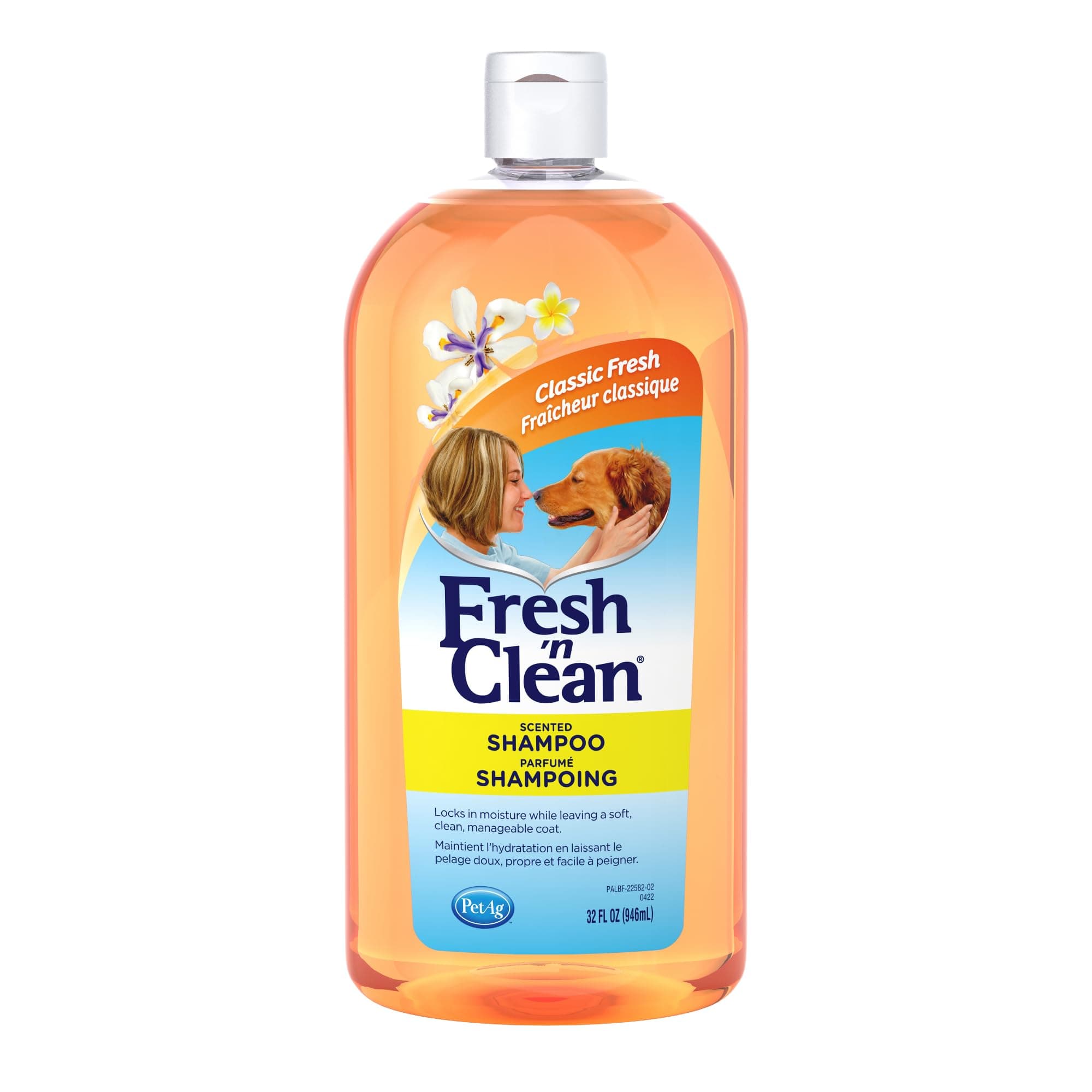 Fresh ’n Clean Scented Shampoo, Classic Fresh Scent - 32 oz - Moisturizes with Vitamin E & Aloe Vera - Strengthens & Repairs Coats - Soap Free