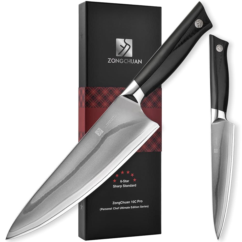 10C Pro Kitchen Knife Set 2pc,8" Chef Knife & 5.5" Utility Knife,VG10 High Carbon Stainless Steel,6-Star Sharp Standard,G10 Black Handle,Love's Gift Box