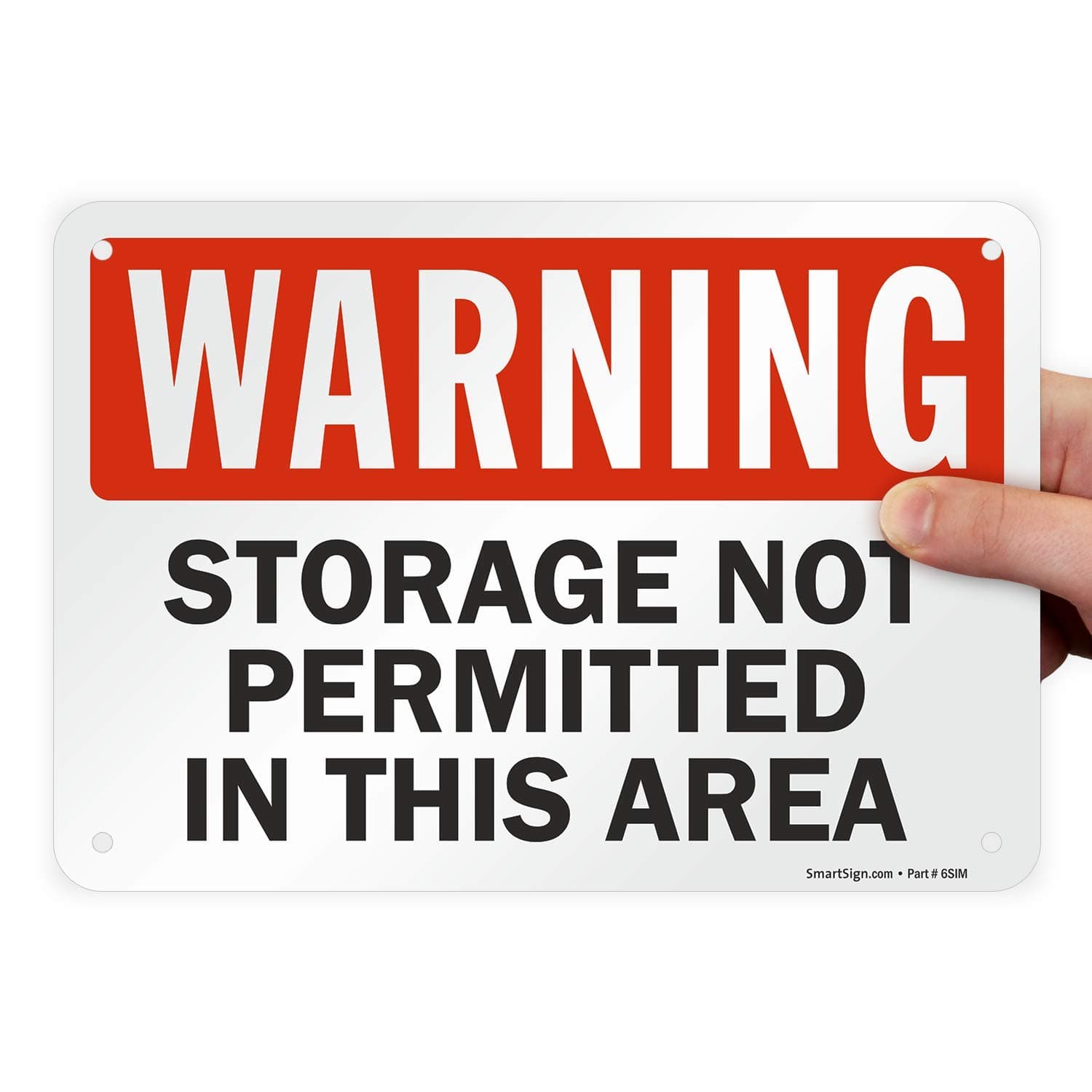 SmartSign "Warning - Storage Not Permitted In This Area" Sign | 7" x 10" Plastic