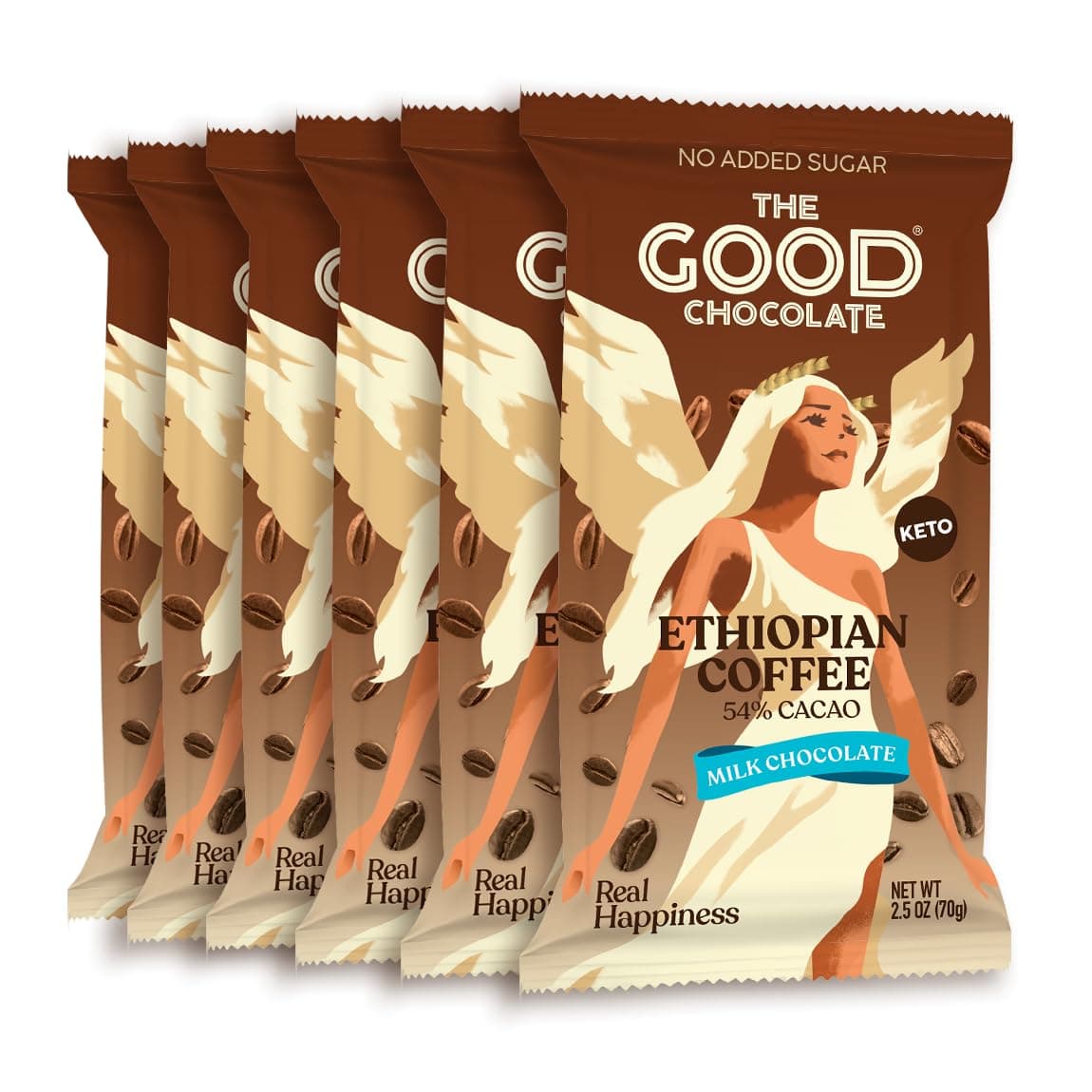 THE GOOD CHOCOLATE – Coffee Milk Chocolate Bars with 80% Less Sugar & Lower Net Carbs – Keto Chocolate Bar with Lower Calories, All Natural and Non-GMO Keto Snacks, 2.5 oz (6 Bars Value Pack)