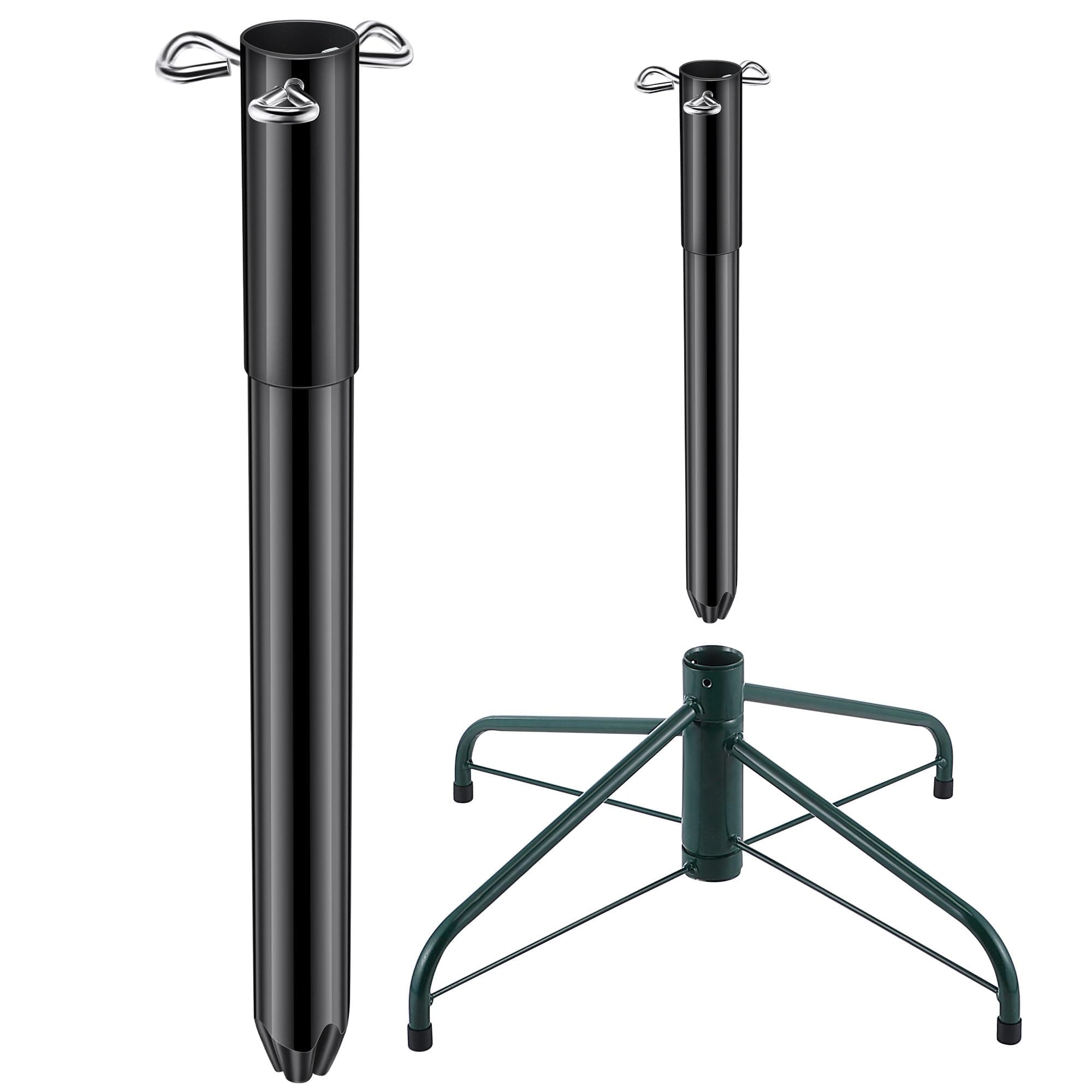 14.8" Christmas Tree Height Extender with 3 Fixing Screws, Fits 0.5-1.25 Inch Tree Poles, Make Christmas Tree Taller for 4.5 Ft to 7.5Ft Artificial Trees, Seasonal Indoor Decor(Black)