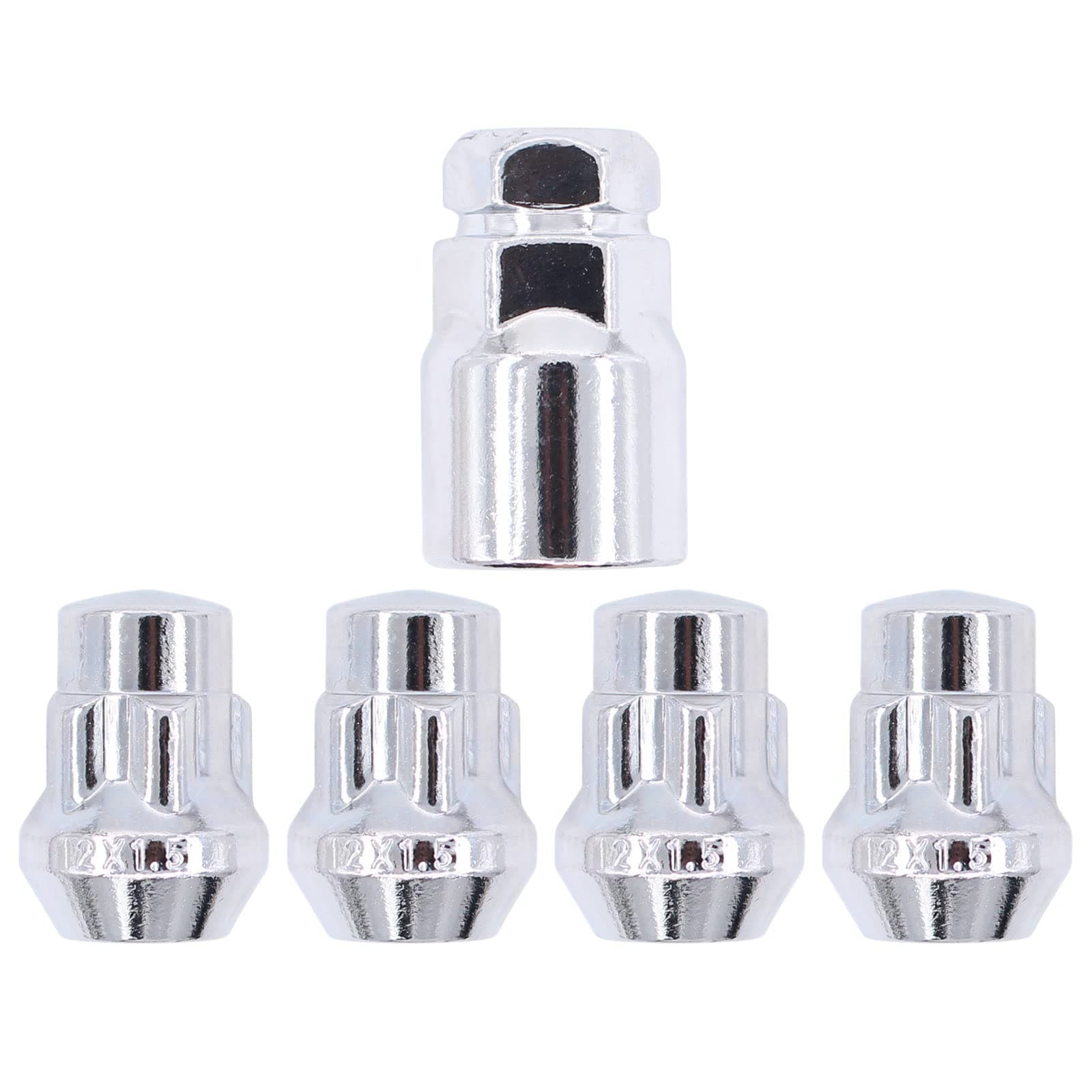 M12 x 1.5 Locking Wheel Nuts 60 Degree Tapered Seat with Key Kit for F-ord Focus Fiesta Set of 5