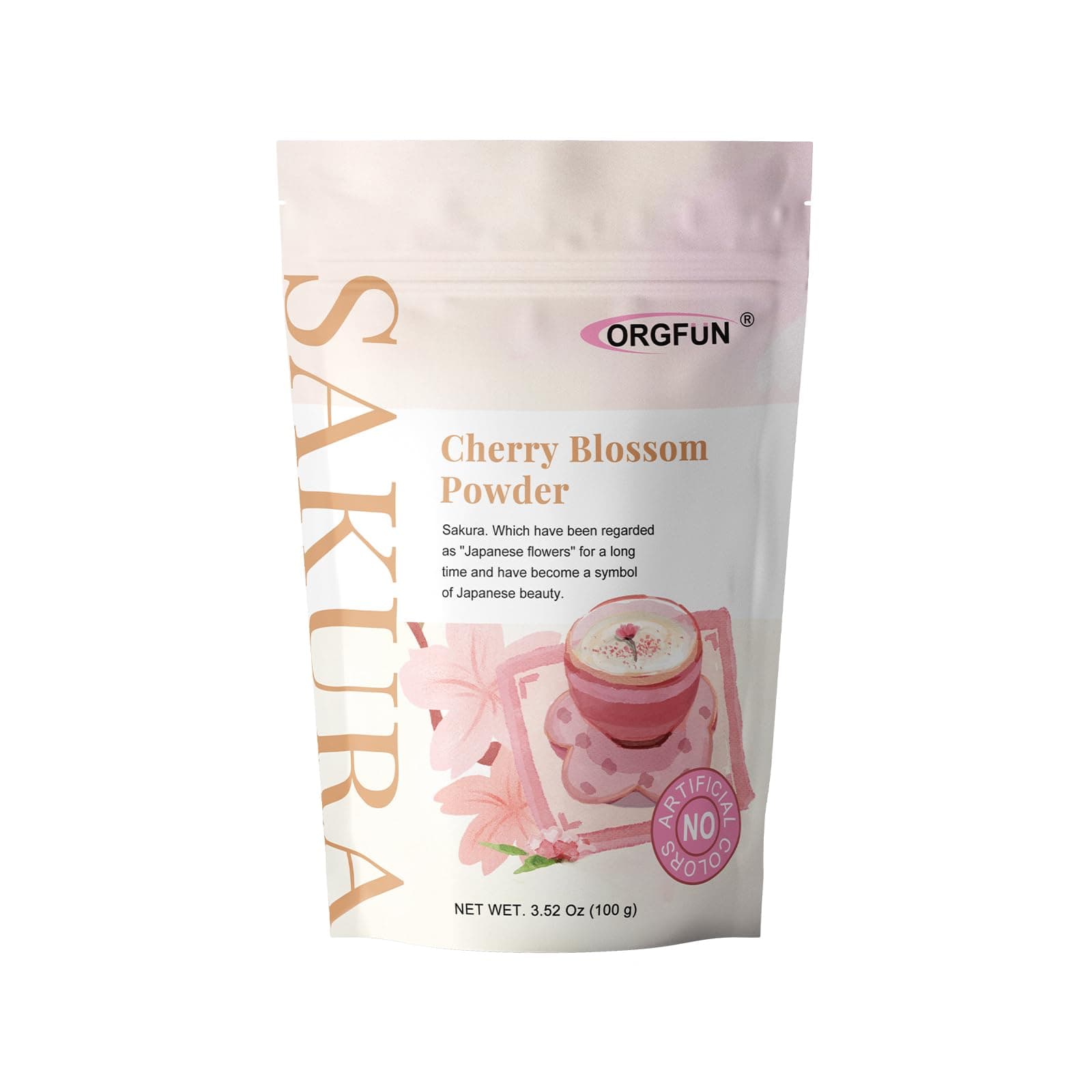 Original Sakura Powder Using 100% Spring Season Cherry Blossom No Additives Gluten Free Made in Japan Perfect for Sakura Latte, Drinks 3.52 Ounce