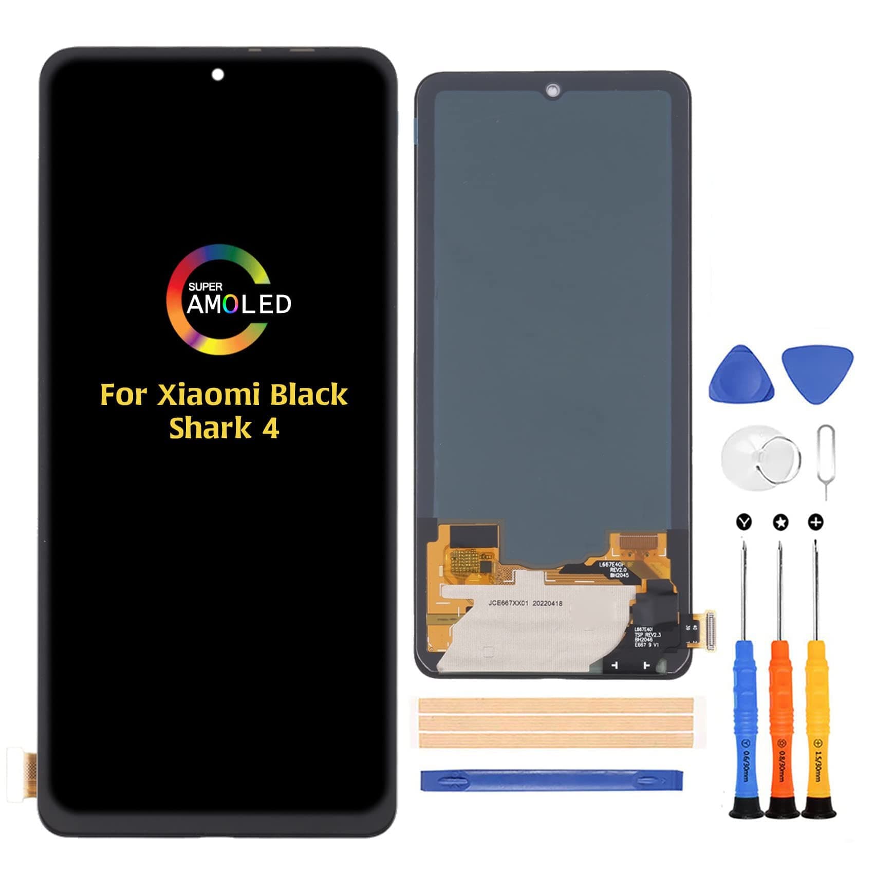 A-MIND for Xiaomi Black Shark 4/4Pro/4S/4S Pro OLED Screen Replacement Touch Screen Digitizer PRS-H0 PRS-A0 KSR-A0 6.67 inch LCD Display Full Assembly Repair Kits,with Tools