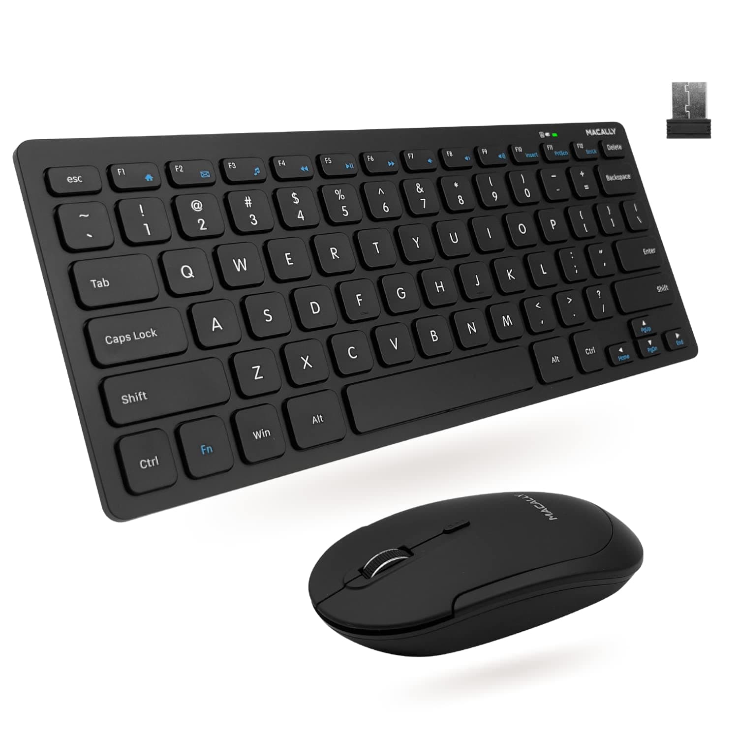 Small Wireless Keyboard and Mouse Combo - Quiet Productivity Duo - 2.4G Wireless Keyboard Mouse for PC - 78 Key Mini Keyboard and Mouse with Slim Body, Click Buttons, and 3 DPI Modes