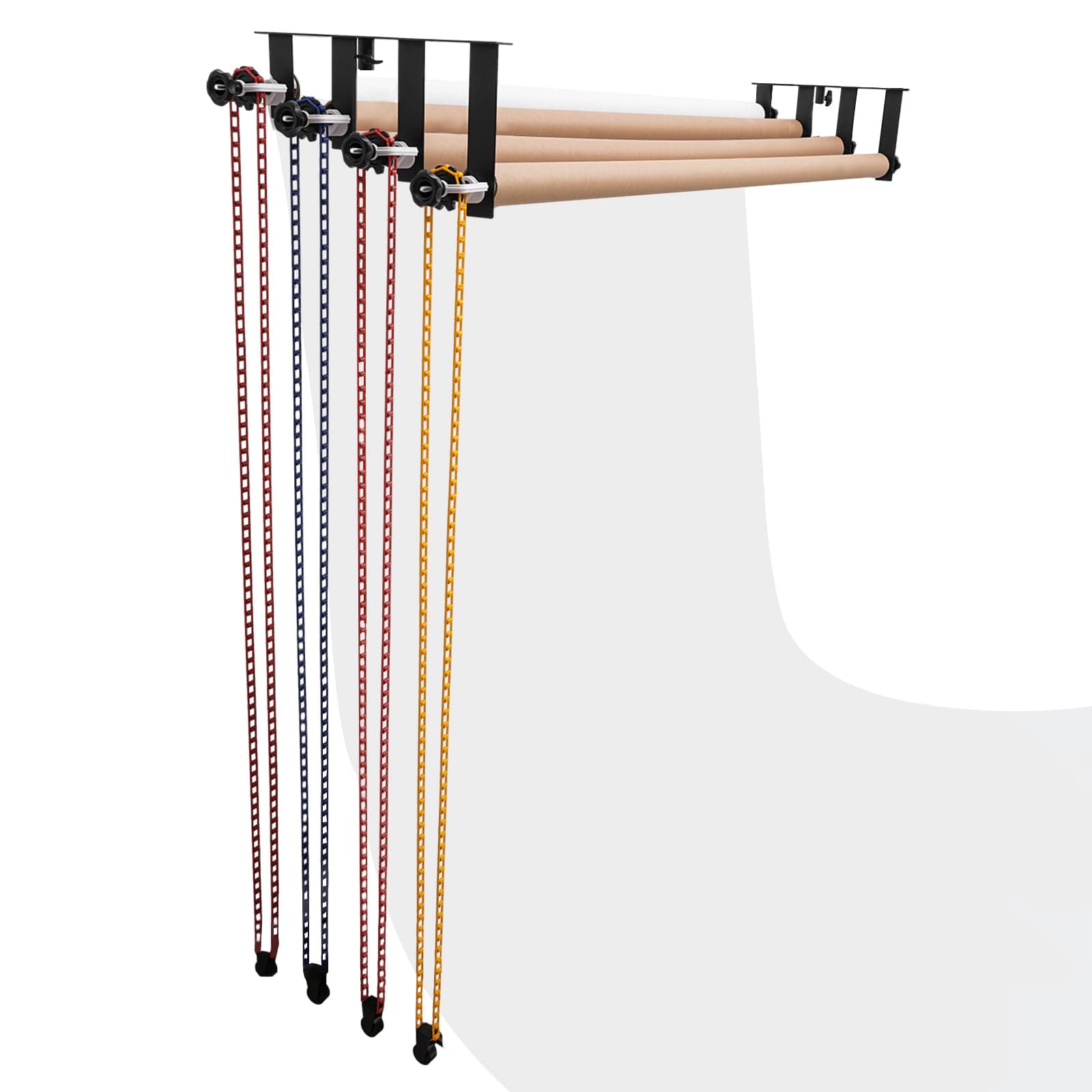 Photography Backdrop Wall Mount Roller System with 4 Chains & 2 Brackets Manual Photo Background Ceiling Holder for Home Photo Studio Wedding Background Live Shooting