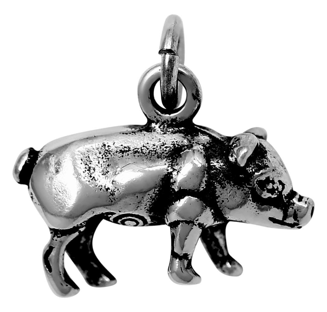Raposa Elegance Sterling Silver 3D Pig Charm (approximately 8.5 mm x 15.5 mm)