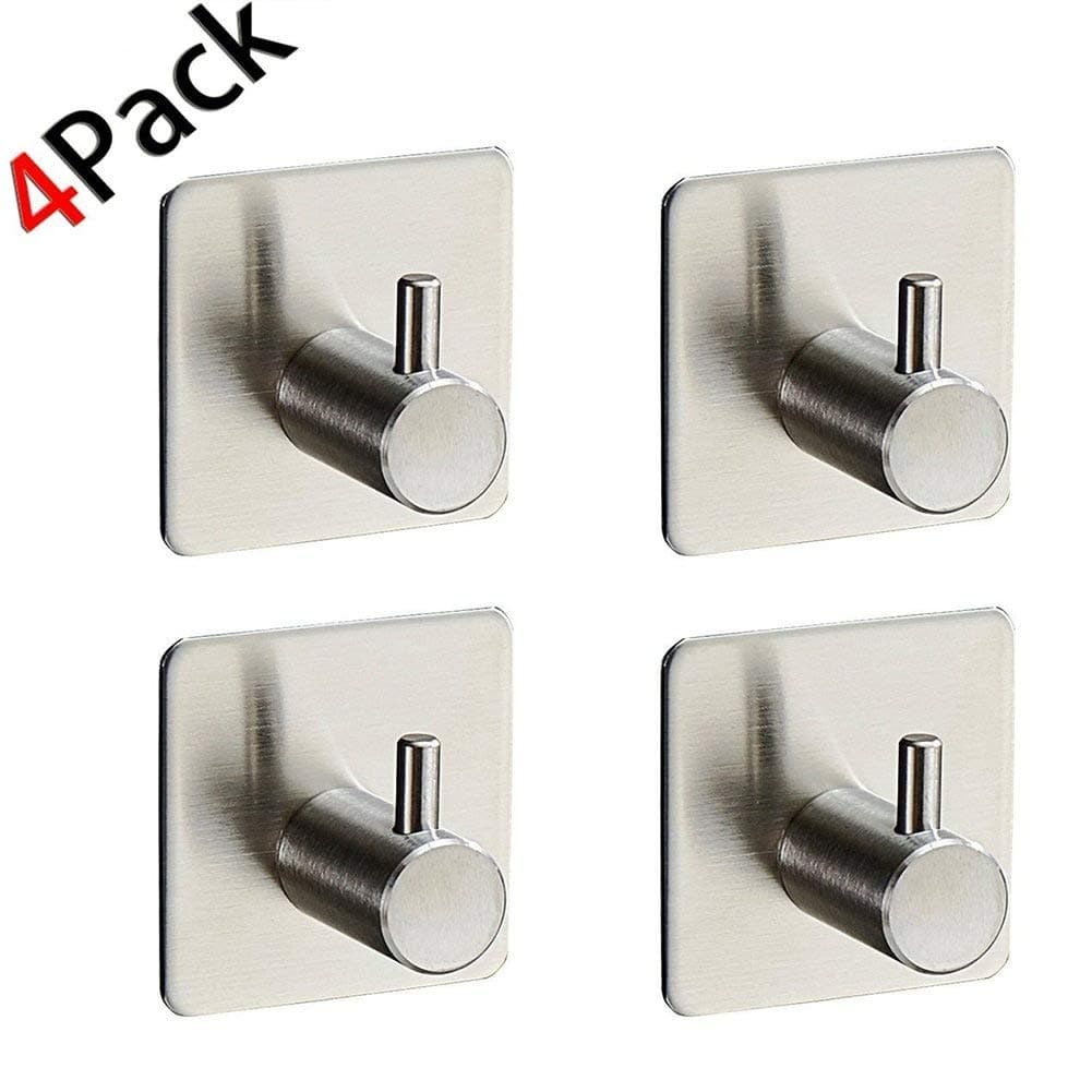 Adhesive Hook, Stainless Steel Hooks, Adhesive Wall Hooks for Clothes, Coats, Towels and Keys