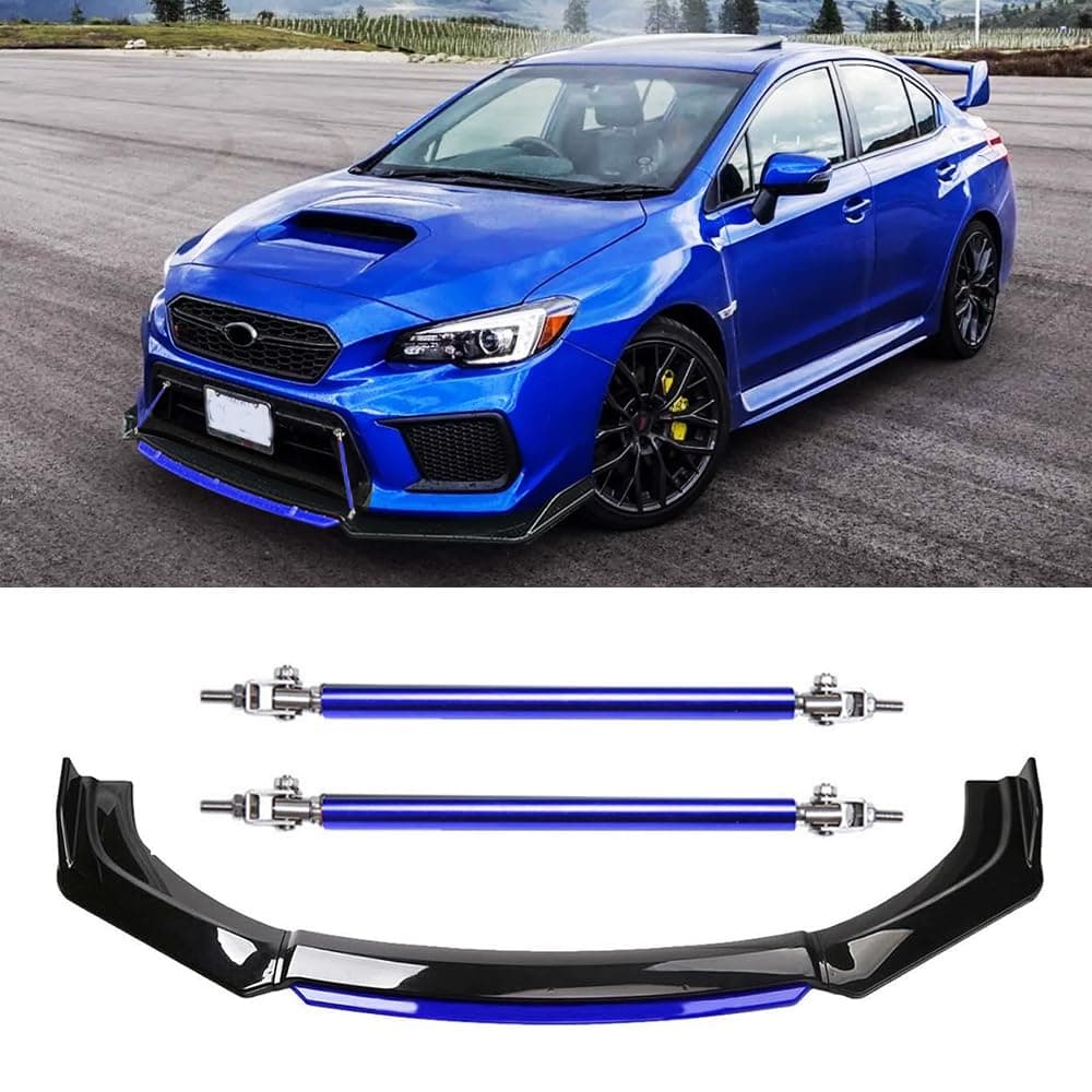DREAMIZER Car Universal Front Bumper Lip 4pcs Body Kit Chin Spoiler Splitter Diffuser Protector Compatiable for Toyota Honda Nissan Hyundai and More (Blue and Blue)