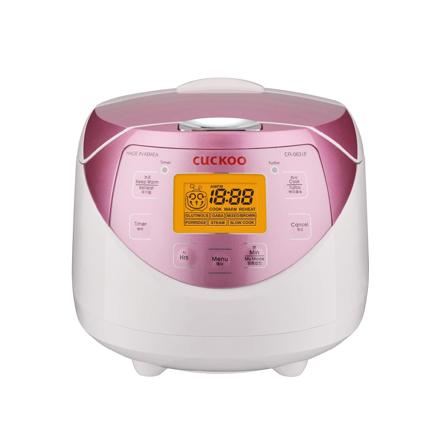 CR-0631F 6-Cup (Uncooked) / 12-Cup (Cooked) Micom Rice Cooker with Nonstick Inner Pot, 7 Menu Modes, LCD Display, Fuzzy Logic Tech, Auto Clean (White/Pink)