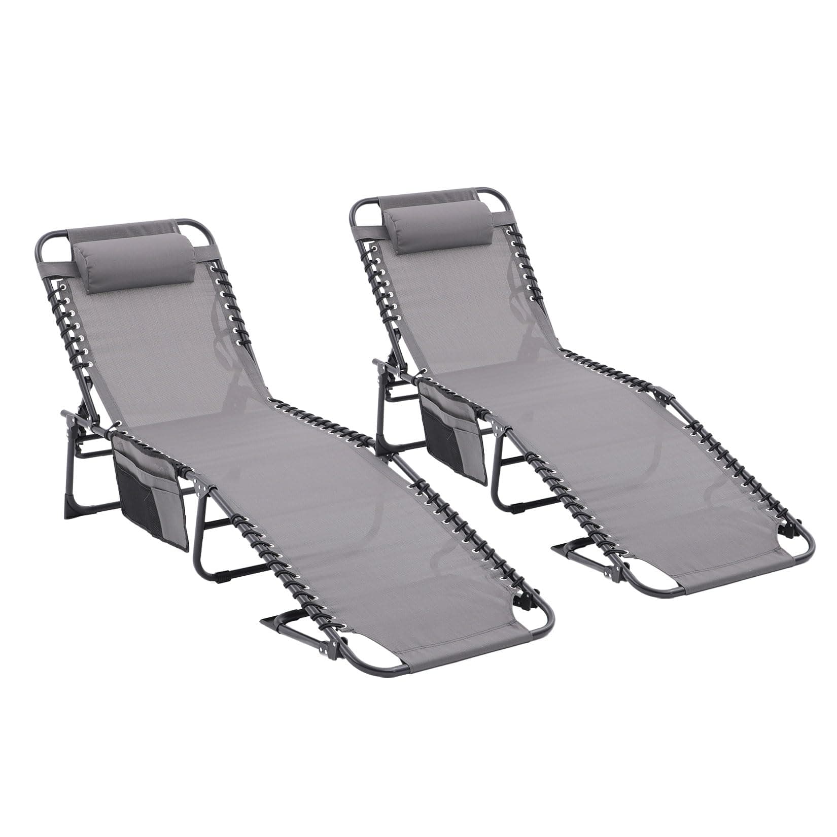 Patio Chaise Recliner Lounge Chairs, Portable Folding Zero Gravity Lounge Chairs, Adjustable Tanning Chairs for Outside Backyard Garden Balcony Lawn Poolside Beach 2 Pack Dark Grey