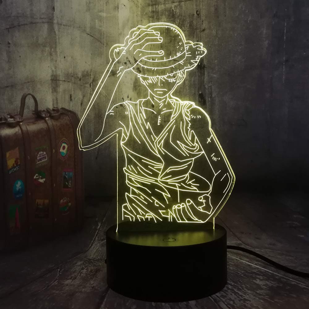 Japan Anime Monkey D. Luffy 3D LED Illusion Night Light 7 Colors Desk Lamp Home Bedroom Decor Child Birthday Christmas Kids Toys(Monkey D. Luffy)