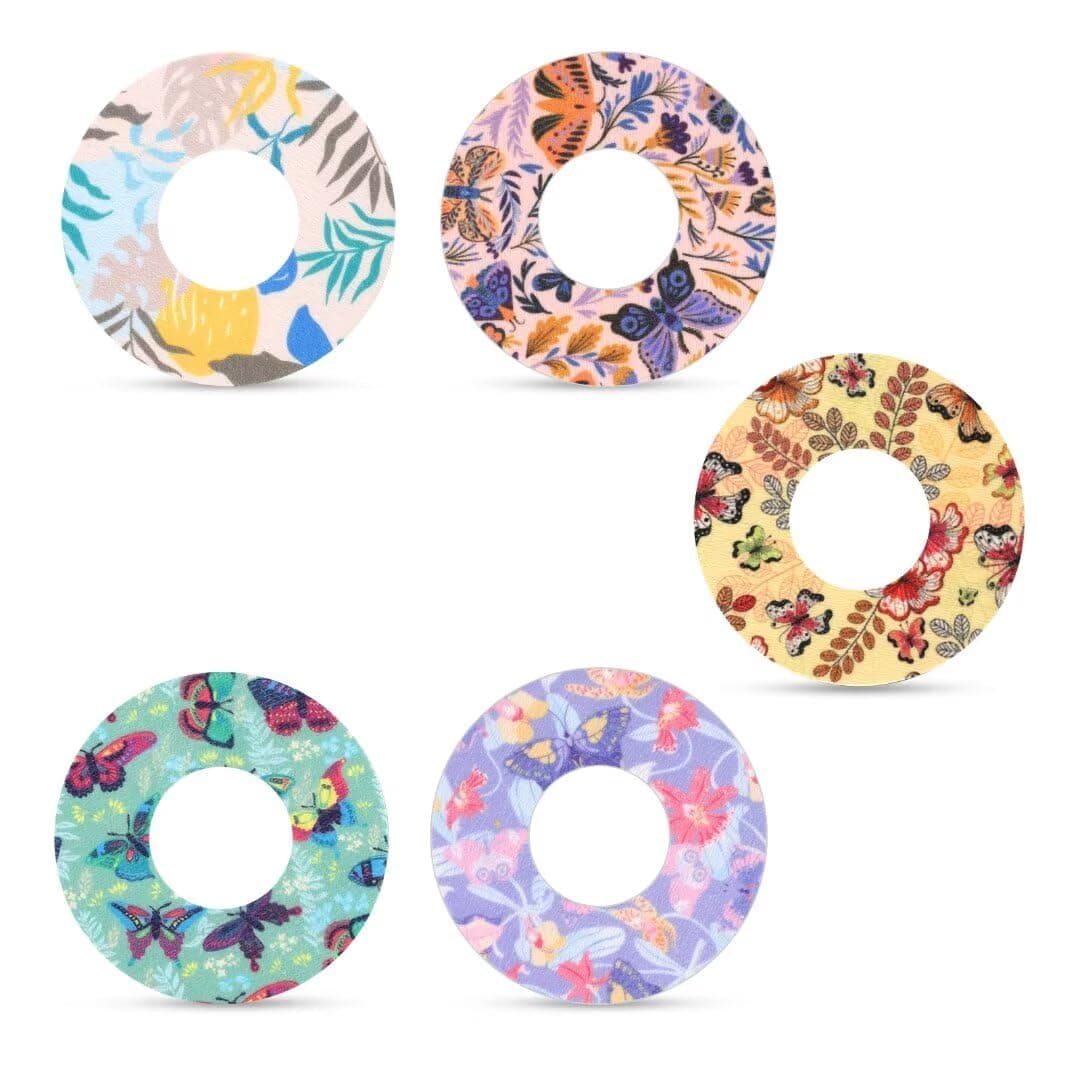 25pcs Sensor Covers for Libre 2, Waterproof Adhesive Patches Butterfly Print Blood Sugar Monitor Patch Sweatproof Sensor Stickers Overpatch Compatible with Libre