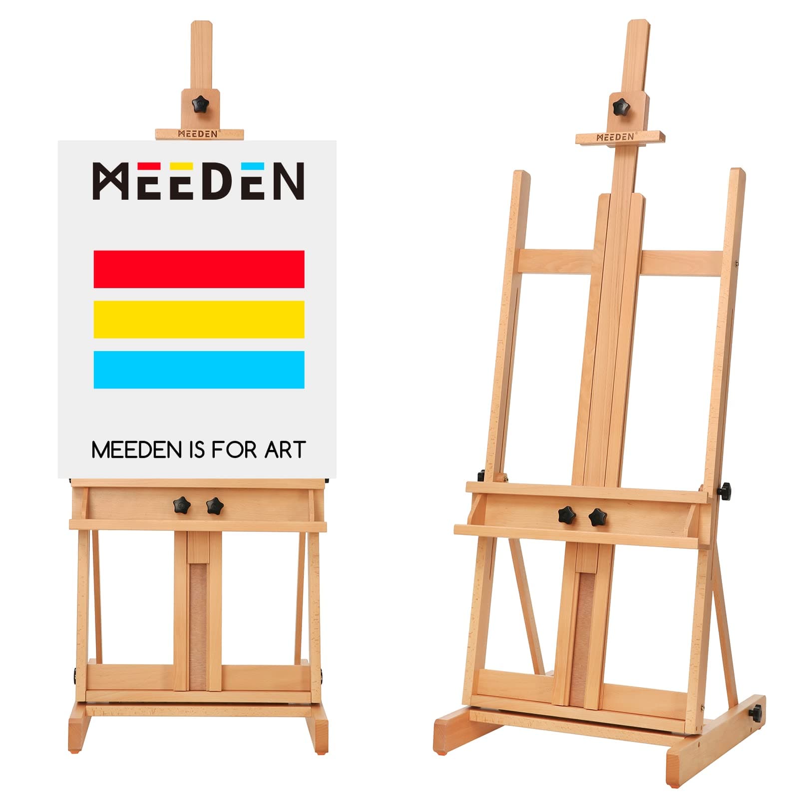 MEEDEN H-Frame Painting Easel: Solid Beech Wooden Artist Easel - Easel Stand for Painting Holds Canvas Up to 78" - Adjustable Art Easel for Adult Students Studio Painting