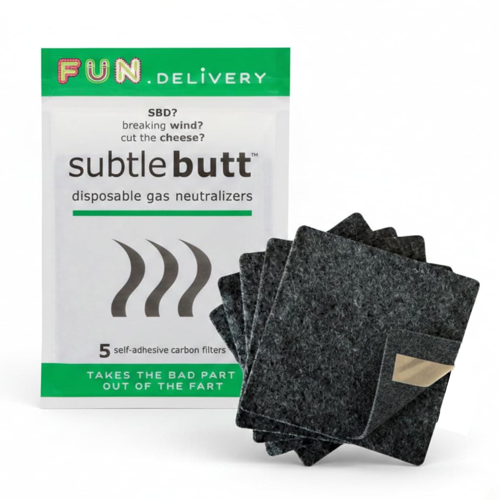 Subtle Butt Disposable Activated Charcoal Odor Absorber for Gas Relief for Adults, Flatulence Deodorizing Pad, 5 Pack Thin Carbon Fart Filter Underwear & Gag Gifts That Actually Work