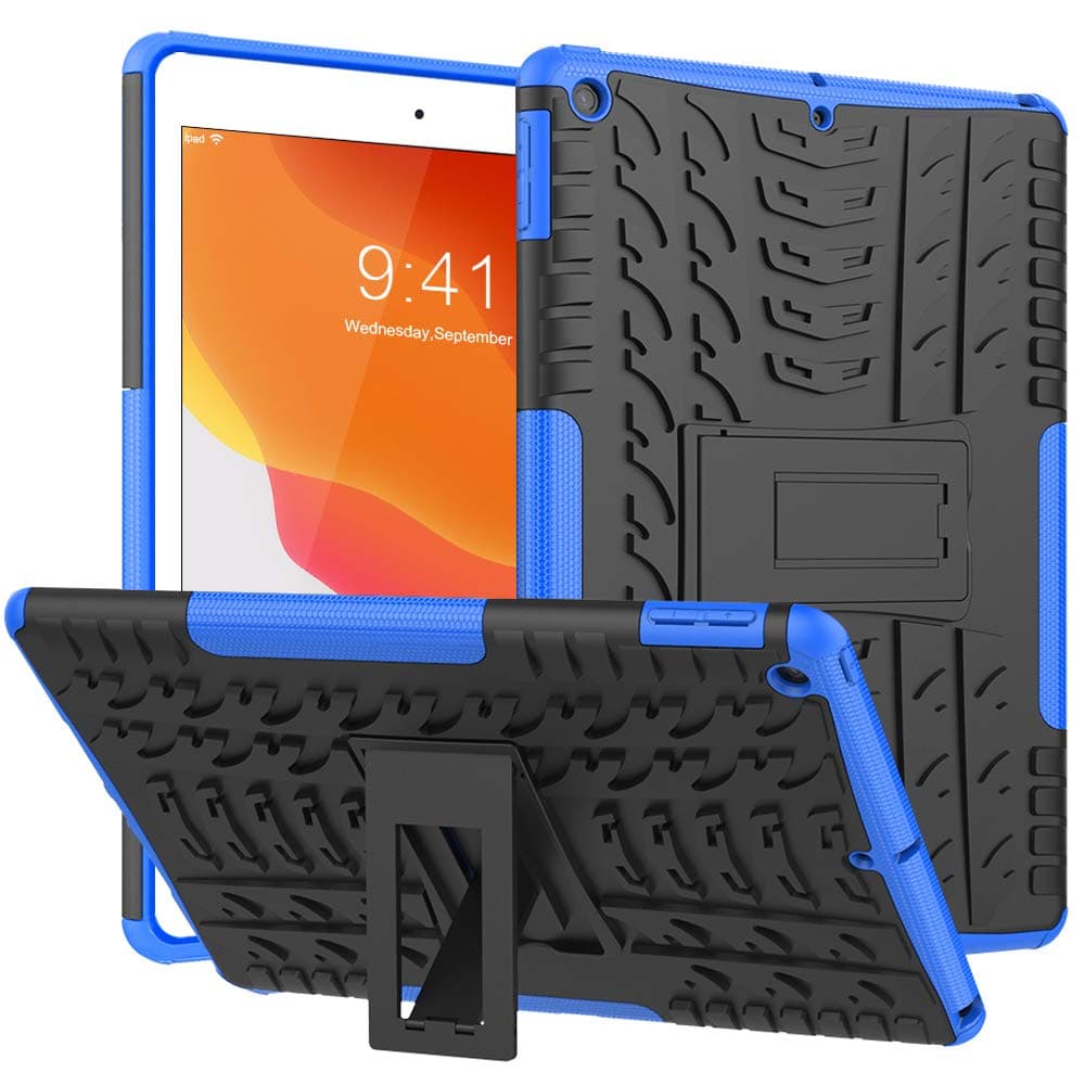 HBorna iPad 7th/8th Generation Case, iPad 10.2 Case 2019/2020, Heavy Duty Shockproof Rugged Drop Protection Cover Built-in Stand for New Apple iPad 10.2-inch 2019/2020 Release Kids Friendly-Blue