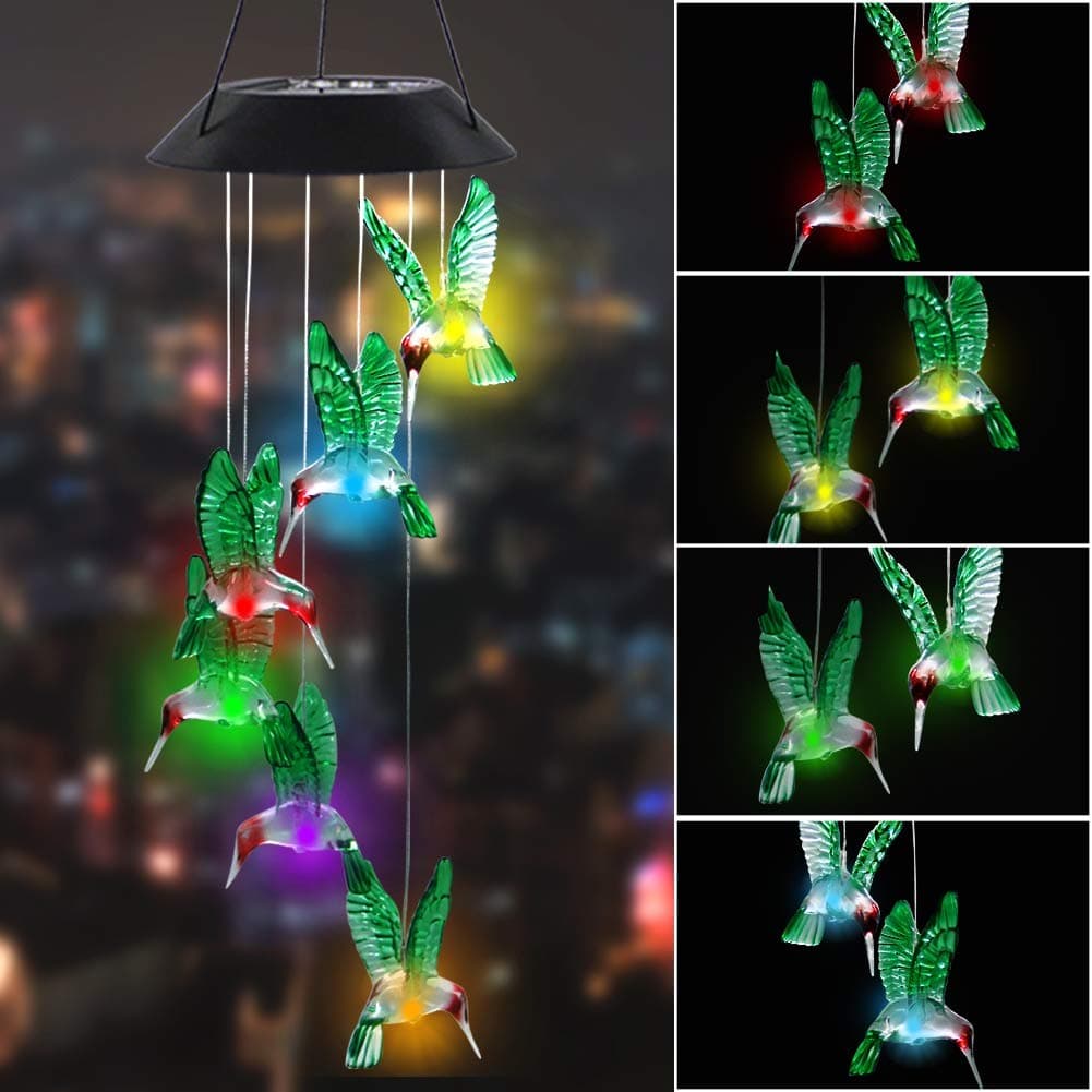 MorTime 2 Pack Wind Chime, Color Changing Mobile LED Solar Wind Chime Outdoor...
