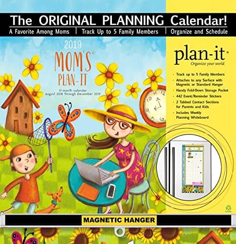 Mom's Plan-It 17 Month 2019 Planning Calendar: Includes Magnetic Hanger