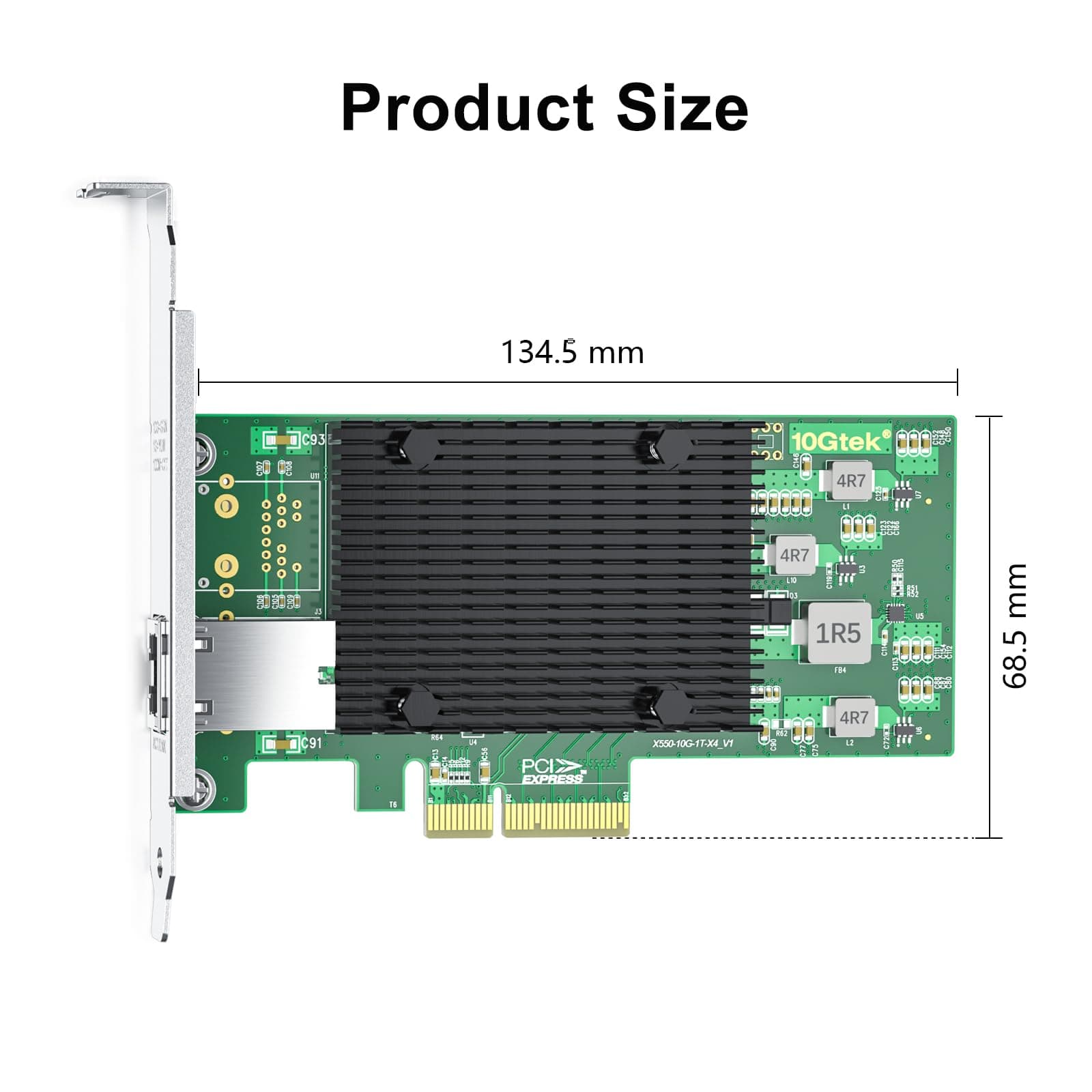 10Gtek 10Gb PCI-E NIC Network Card, Single Copper RJ45 Port, PCI Express Ethernet LAN Adapter Support Windows Server/Linux/ESX, X550-10G-1T-X4
