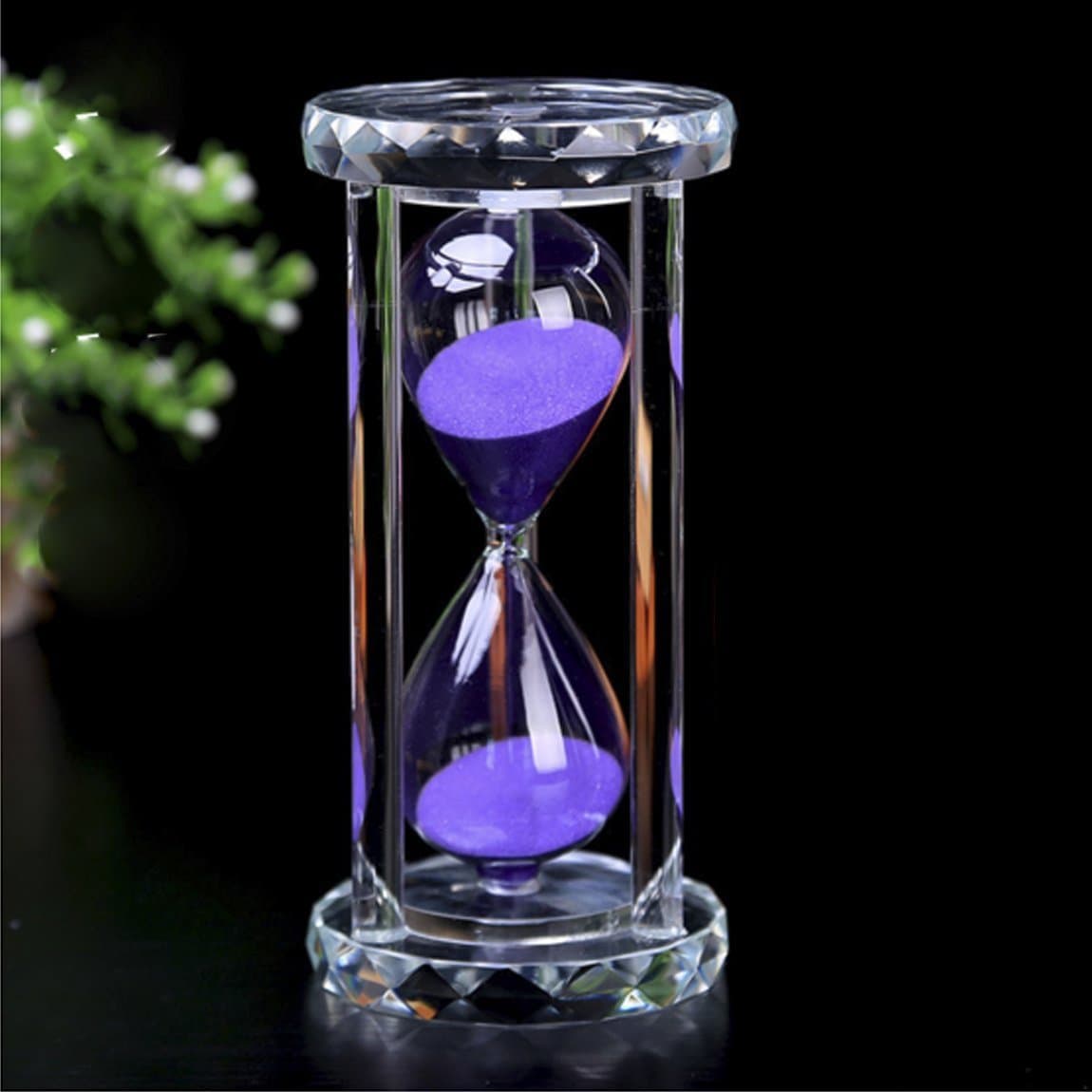 60 Minutes Hourglass - Sand Timer Crystal Sandy one hour Clock Timer with Colour Sands (Edging_Round, Purple)
