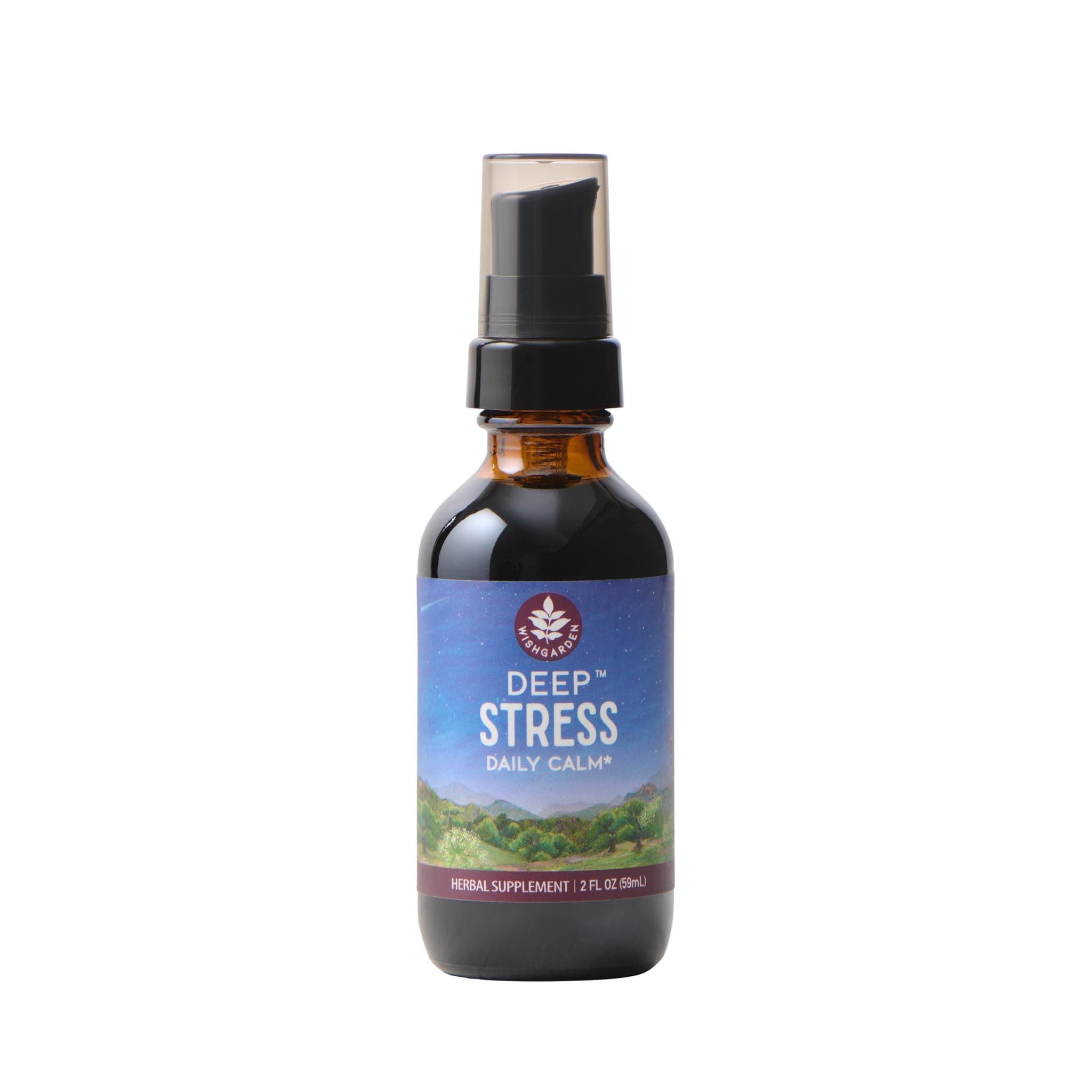 WishGarden Herbs Deep Stress with Ashwagandha - Plant-Based Liquid Herbal Adrenal Support Supplement with Ashwagandha Root and Powerhouse Adaptogens for Stress Relief, Fast-Acting Stress Tincture, 2oz