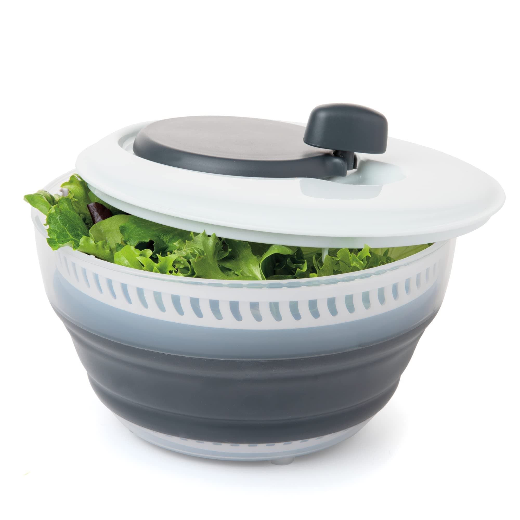 Prepworks by Progressive 3 Quart Space Saving Folding Collapsible Drainer, & Colander for Salad Preparation and Food Washing, Gray