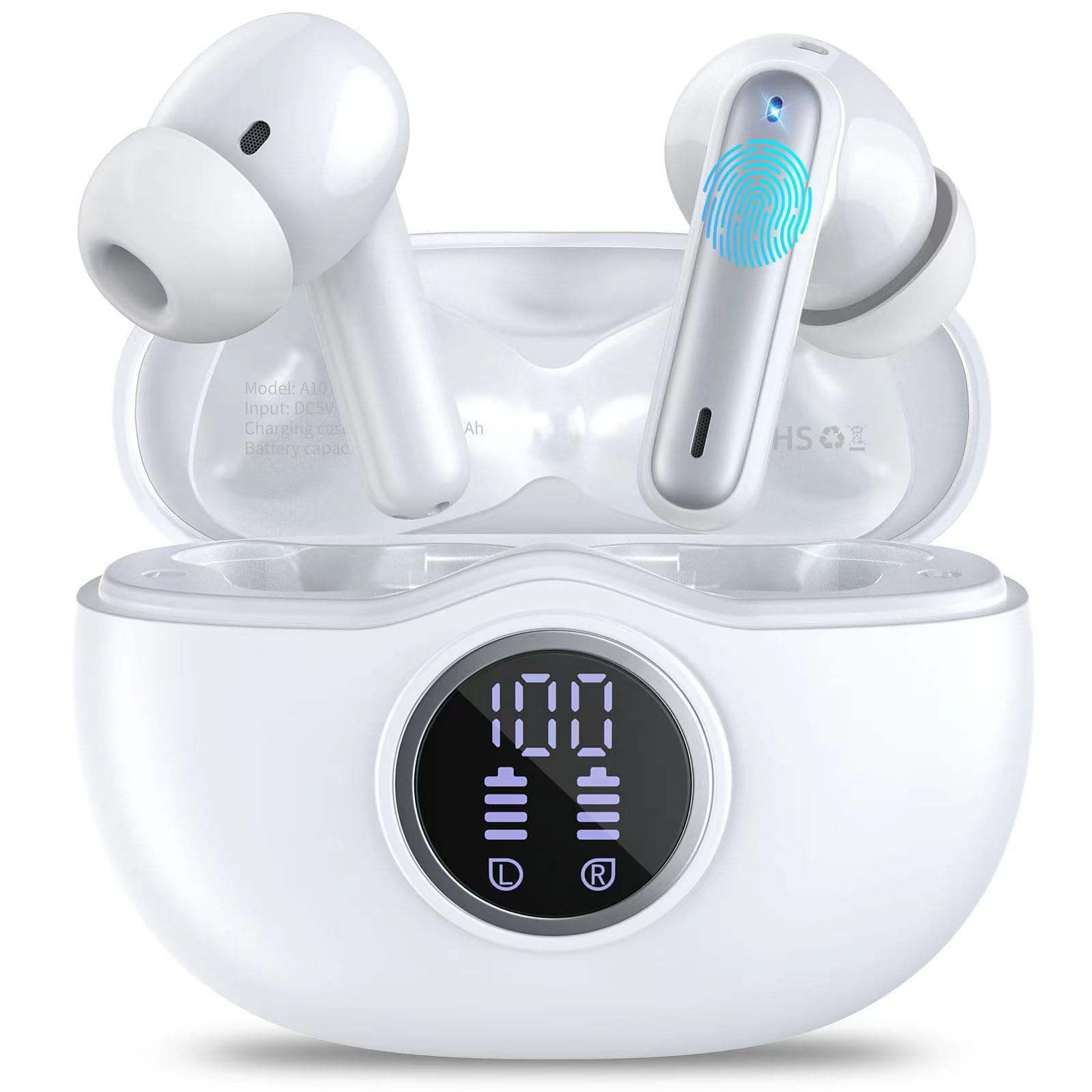 Wireless Earbuds, Bluetooth 5.3 Headphones with 4 Mics, ENC Noise Cancelling, IPX7 Waterproof, 50H Deep Bass Sport Bluetooth Earbuds for Sports, Gym, Workout