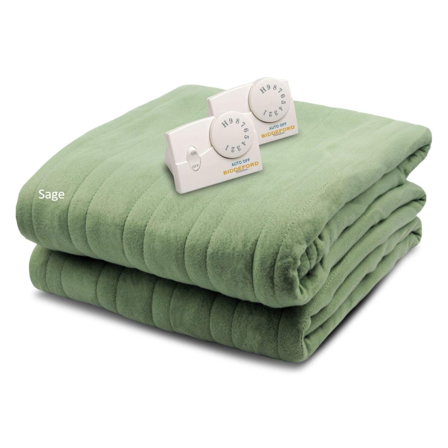 Biddeford BlanketsComfort Knit Electric Heated Blanket with Analog Controller, Queen, Sage