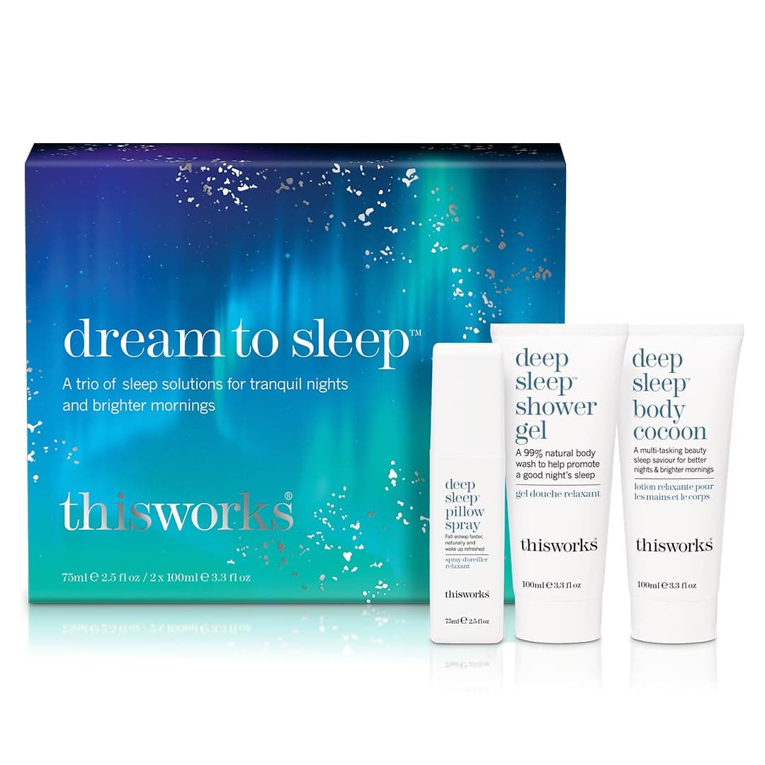 This WorksDream to Sleep Gift Set - Deep Sleep Pillow Spray, Shower Gel and Deep Sleep Body Cocoon Body Lotion - Self Care and Sleep Gifts for Women
