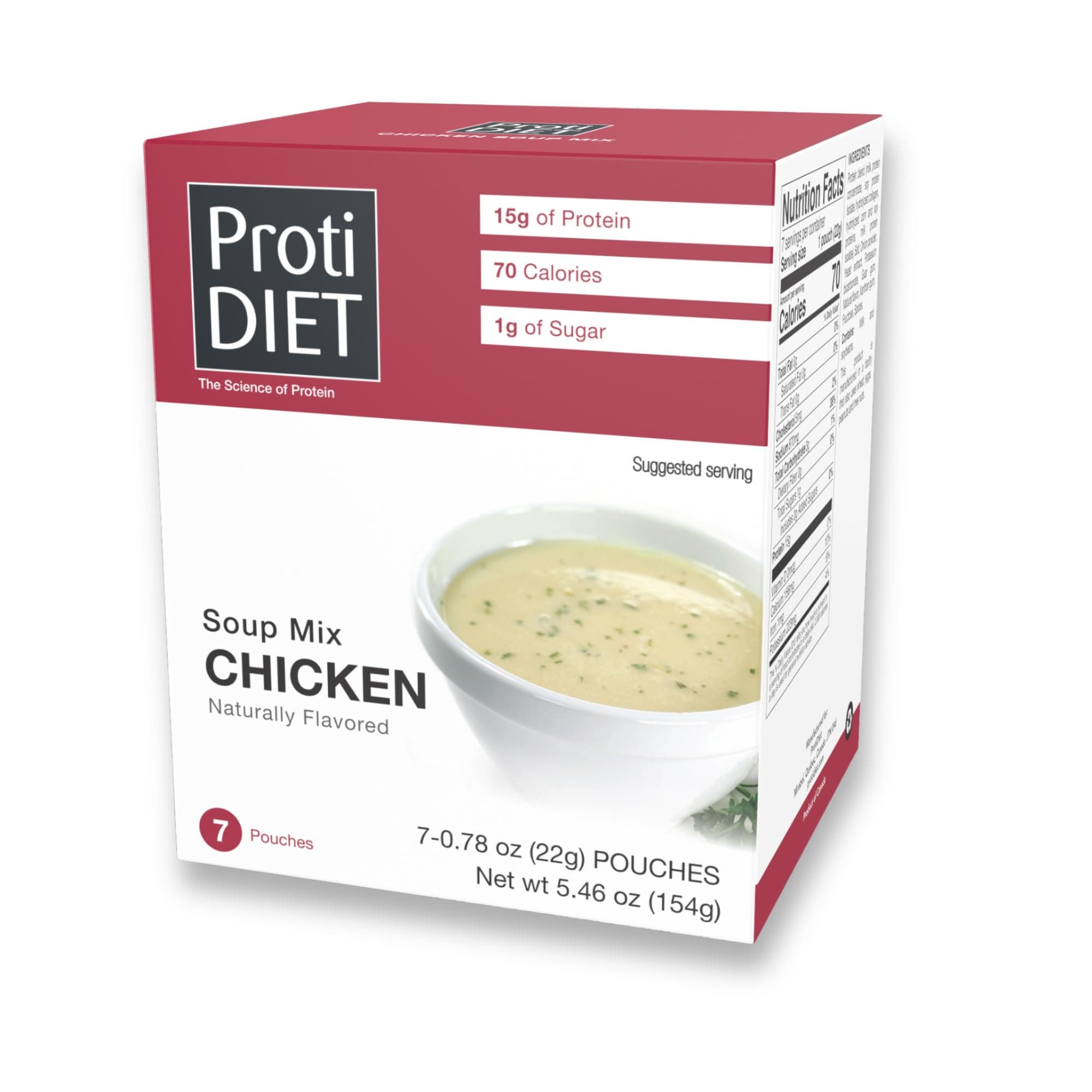 High Protein Chicken Soup Mix - Low Sugar, No Fat, Quick and Easy-to-Prepare Meal Replacement Protein Powder Soup Mix Nutritious Vitamins - 7 Pouches Per Box