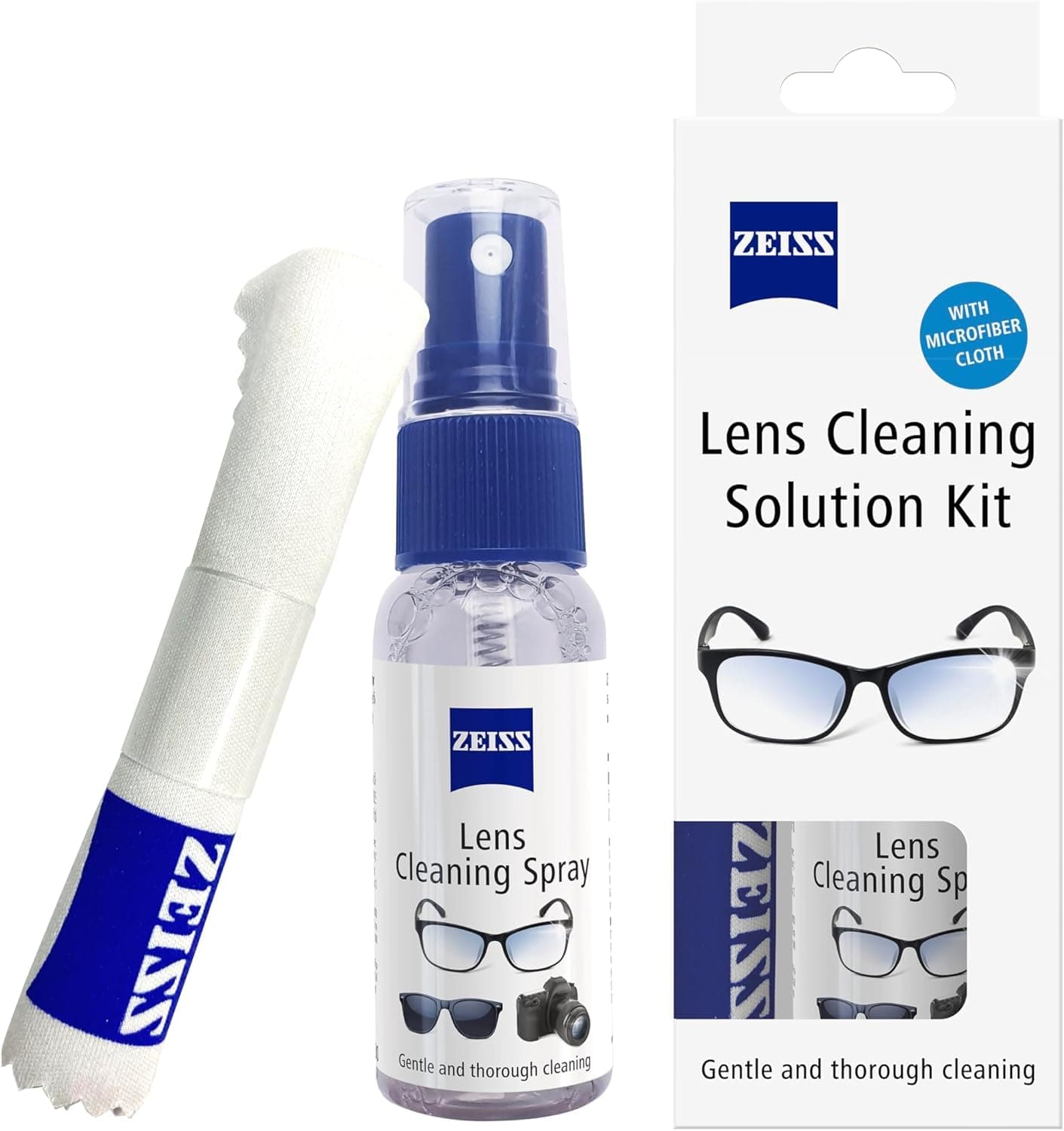 ZEISS Lens Cleaning Solution Kit 30ml with Microfiber Cloth | Perfect Lens Cleaner for Spectacles, Eyeglasses, Sunglasses, Camera Lenses, Binoculars & Ski goggles