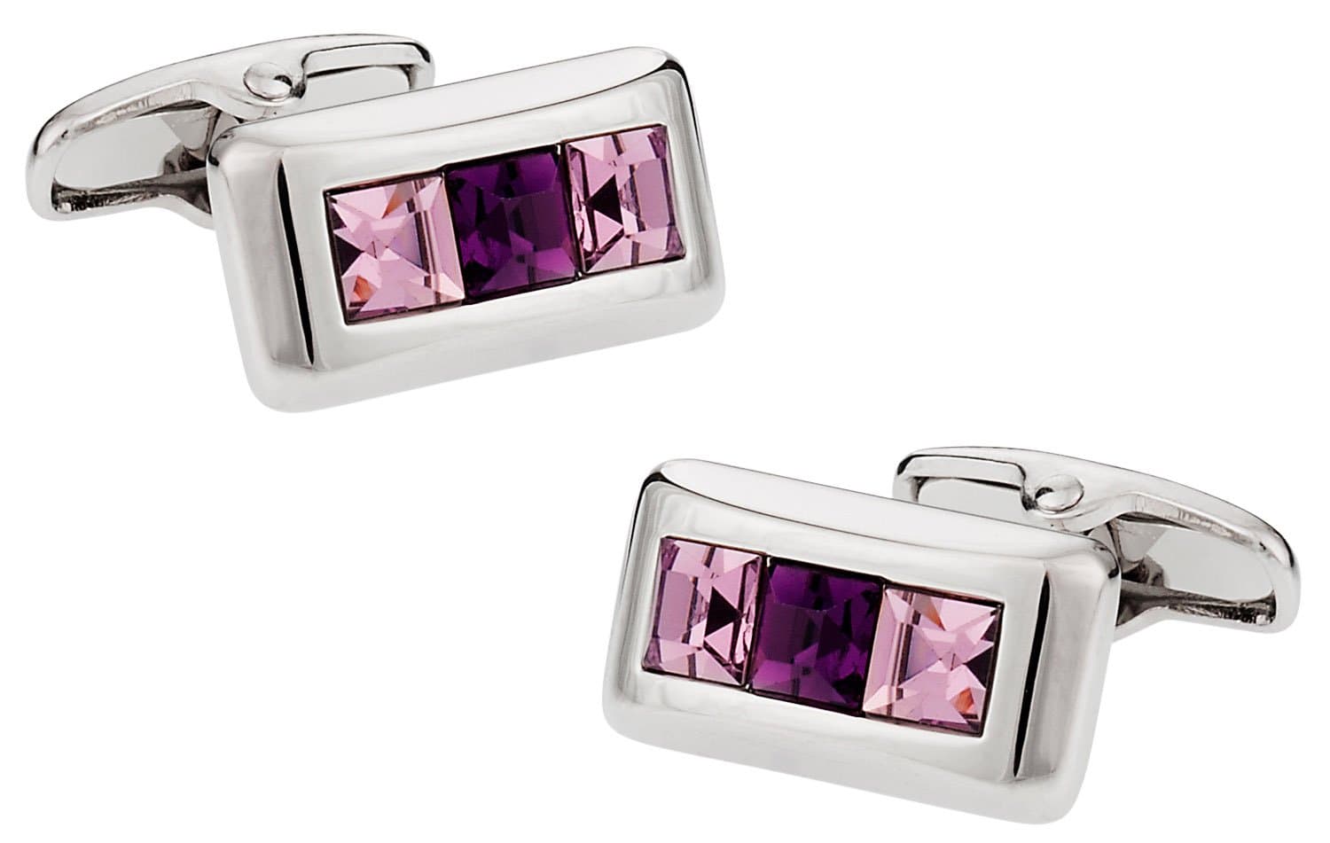 Soho Cuff-Daddy Crystal Cufflinks in Purple with Presentation Box