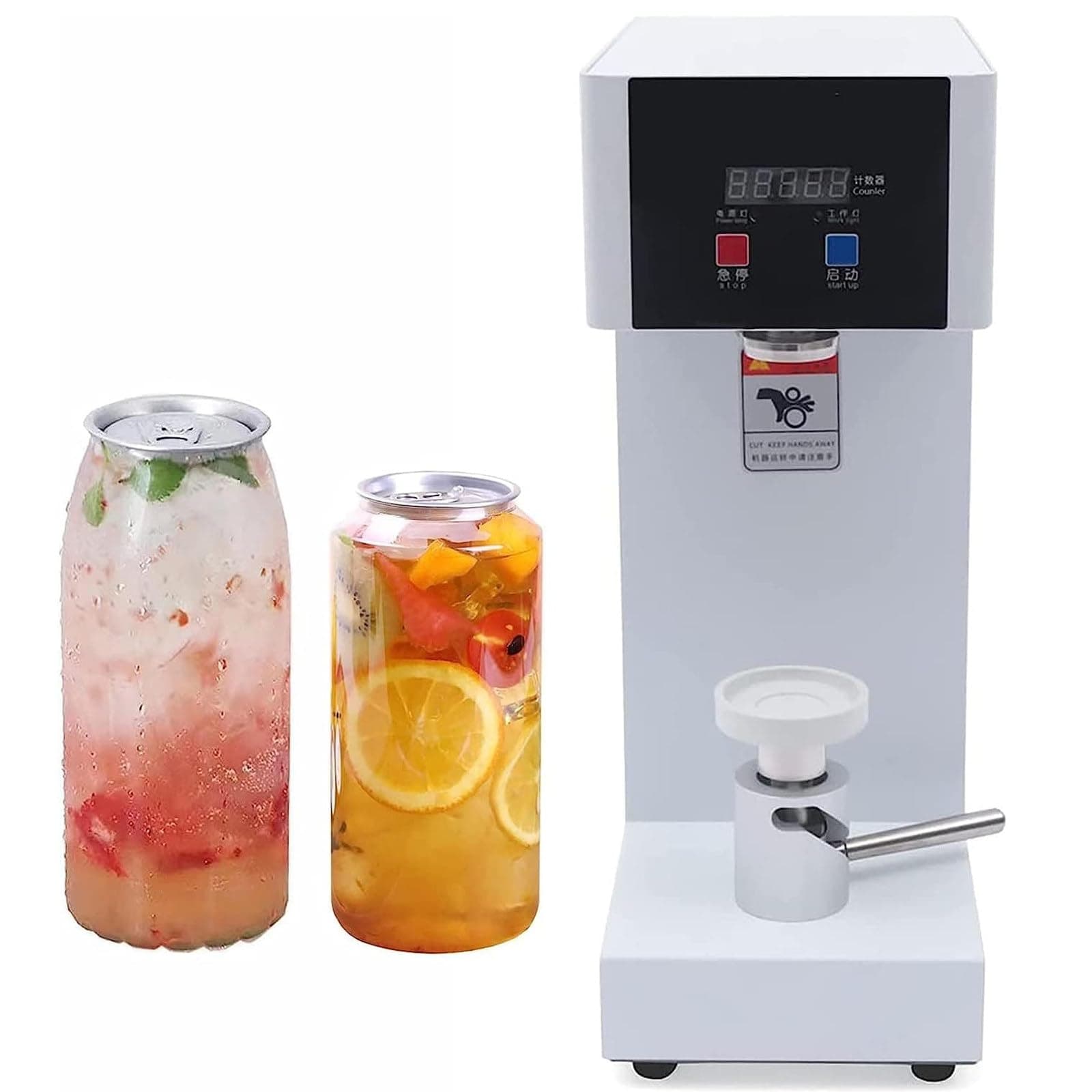 Commercial Can Sealing Machine, 180W Automatic Cup Sealer Machine Tin Can Sealer Machine Electric Can Sealing Machine with Smart Counter, Adjustable Height max 20cm