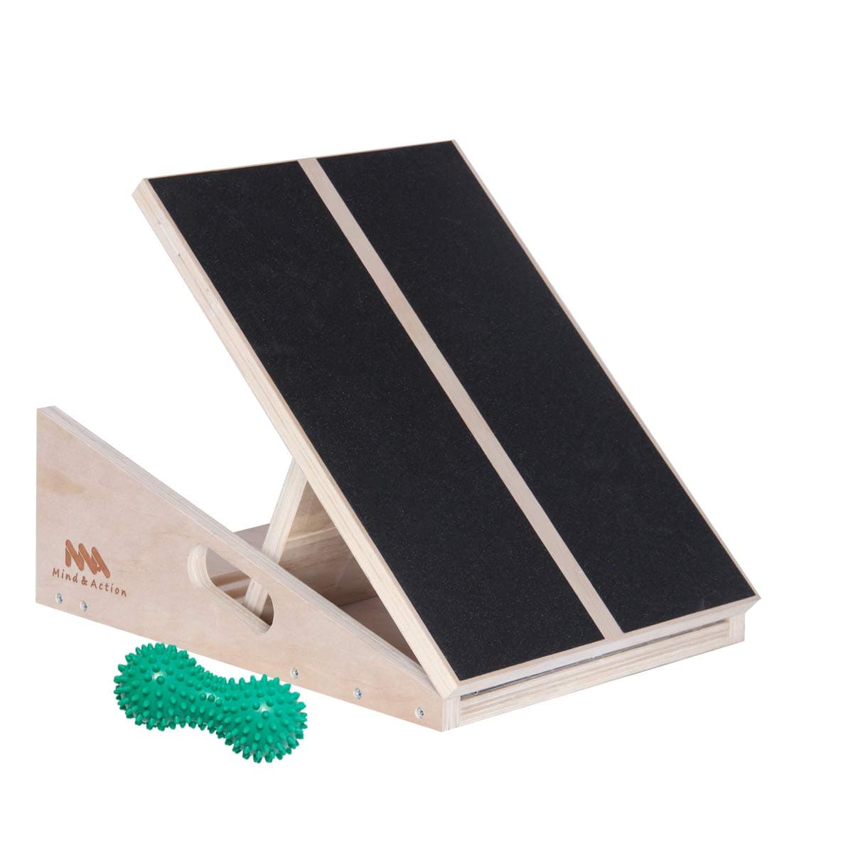 Mind and Action Slant Board,Calf Ankle Stretcher, 5 Adjustable Angles, Full Non-Slip Surface, 16 inches x 12.5 inches, 400 LB Capacity,with Spiky Massage Ball